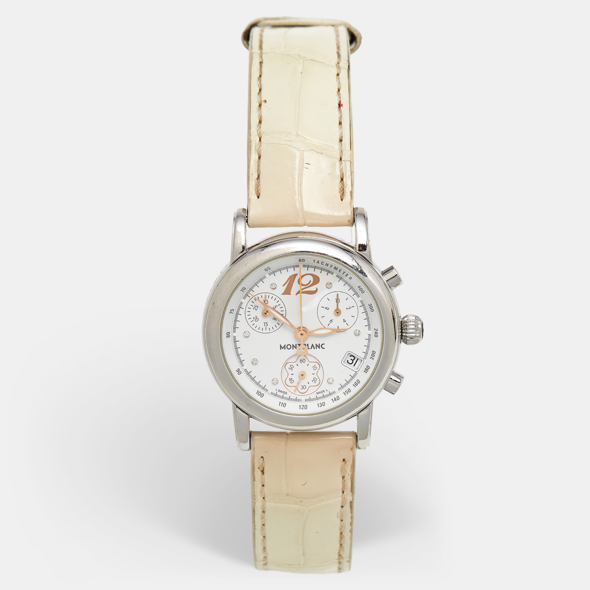 

Montblanc White Stainless Steel Leather Mini Star