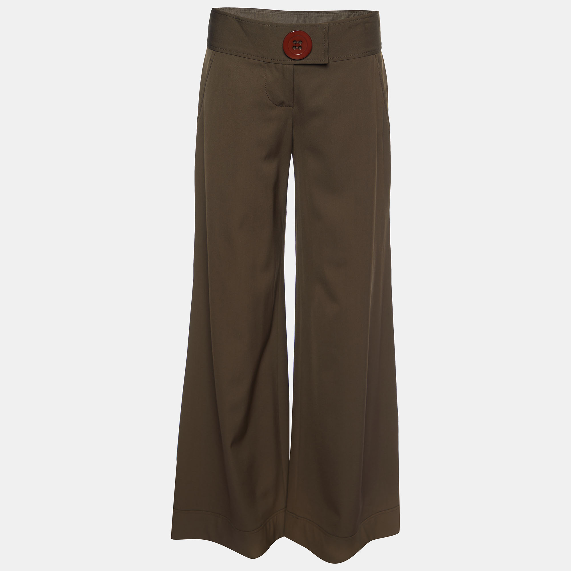 Moschino Cheap and Chic Brown Wool Flared Leg Trousers M