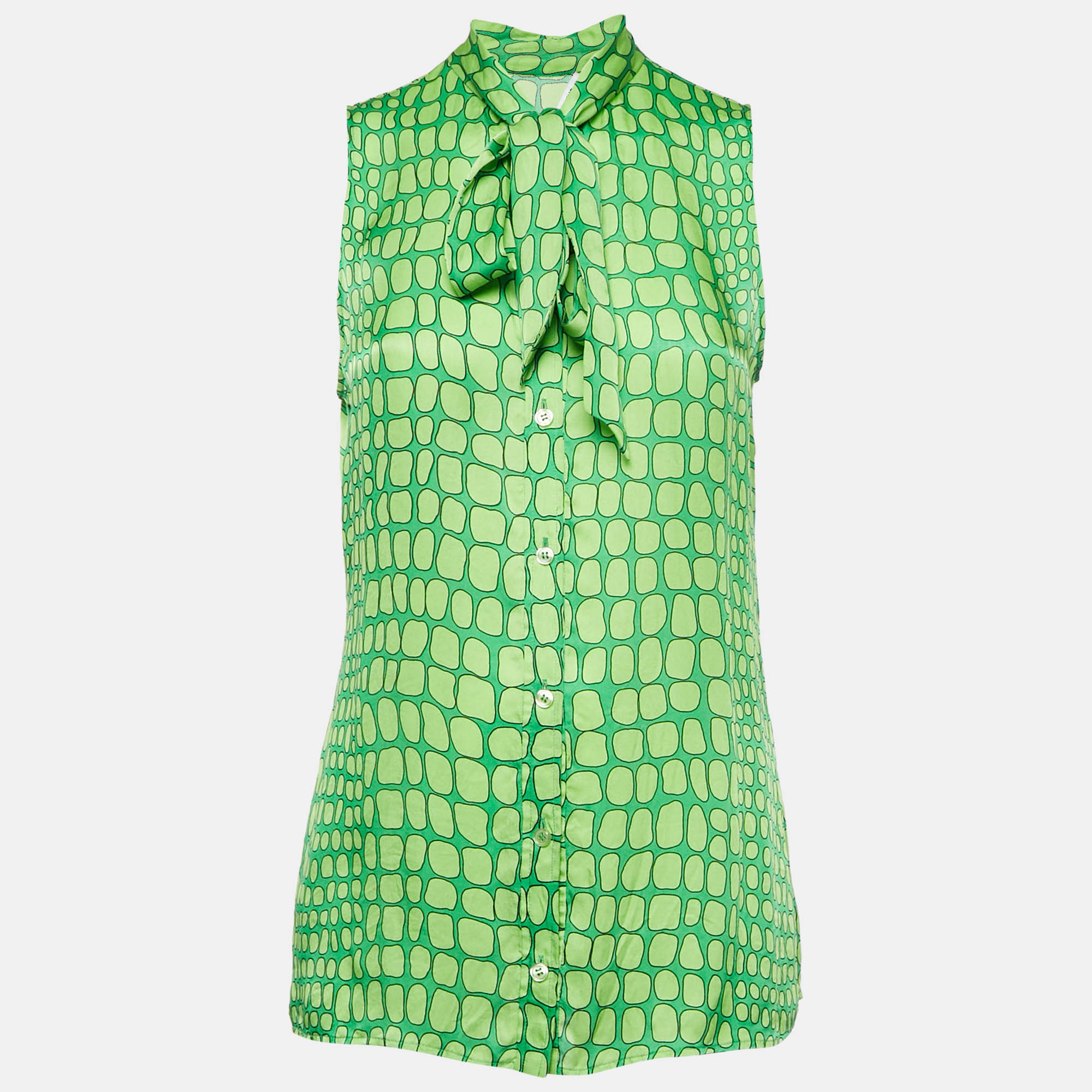 

Moschino Cheap and Chic Green Printed Silk Sleeveless Blouse M