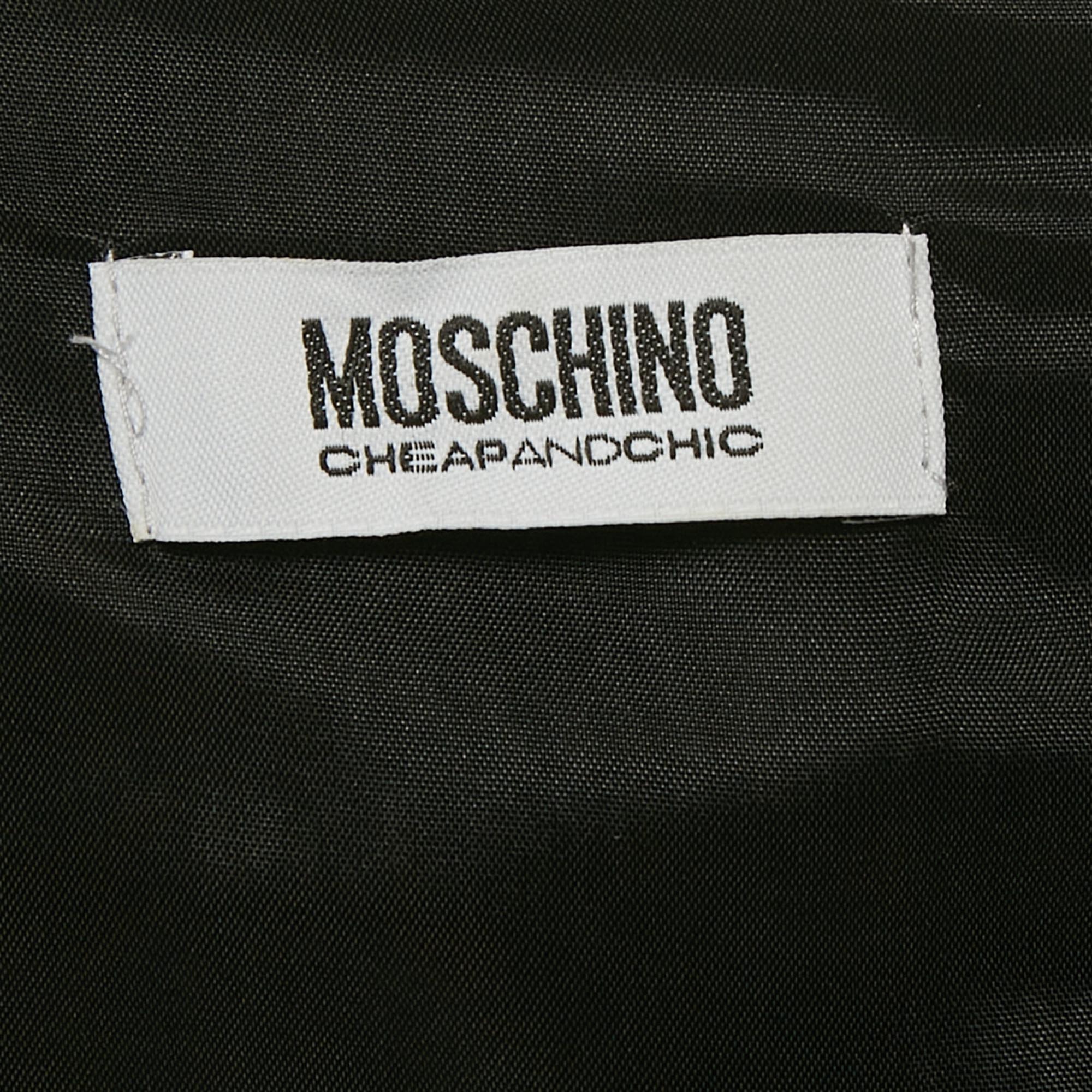 Moschino Cheap and Chic Black/Multicolor Dress Print Crepe Sleeveless Short Dress L 
