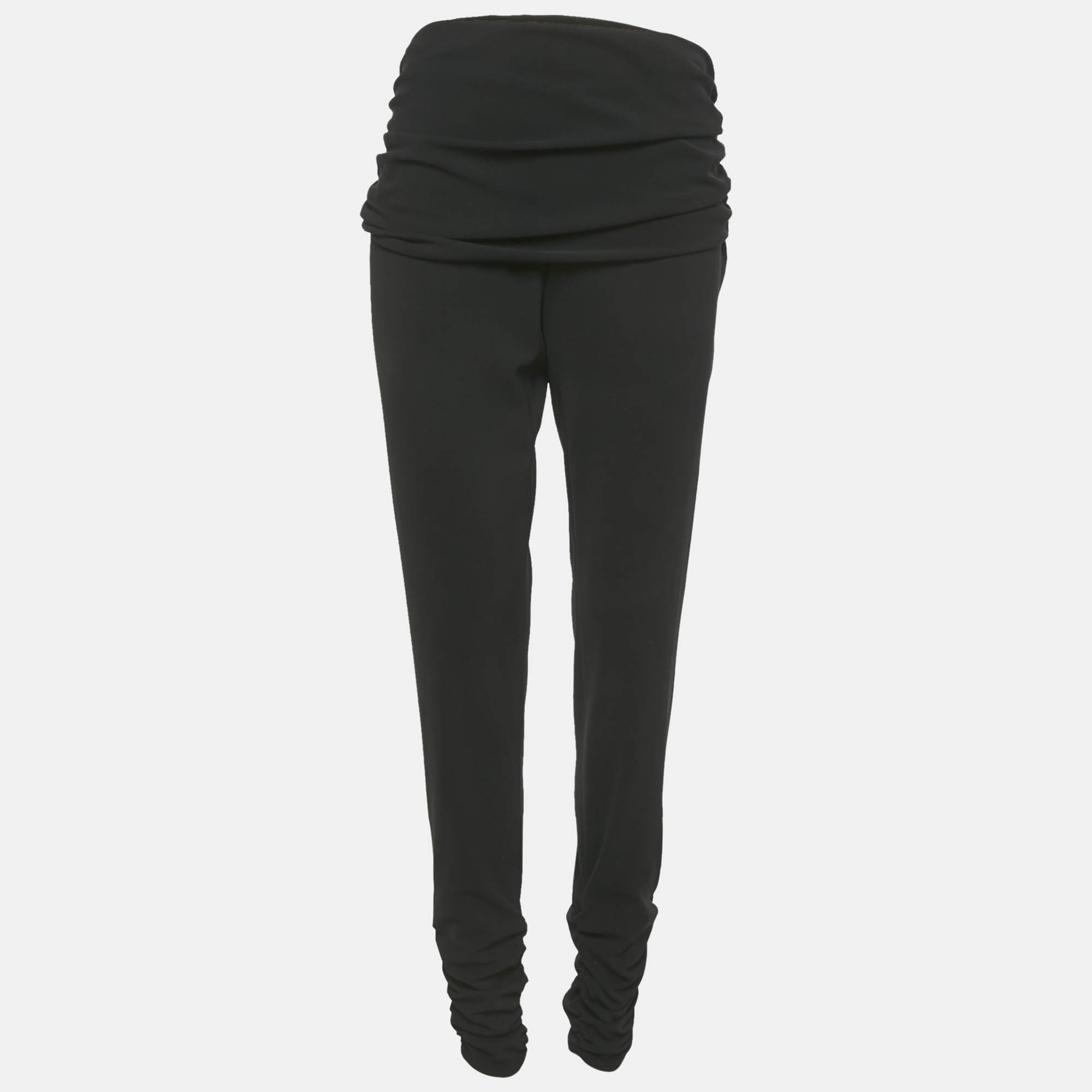 

Moschino Cheap and Chic Black Crepe Ruche Detail Trousers XL