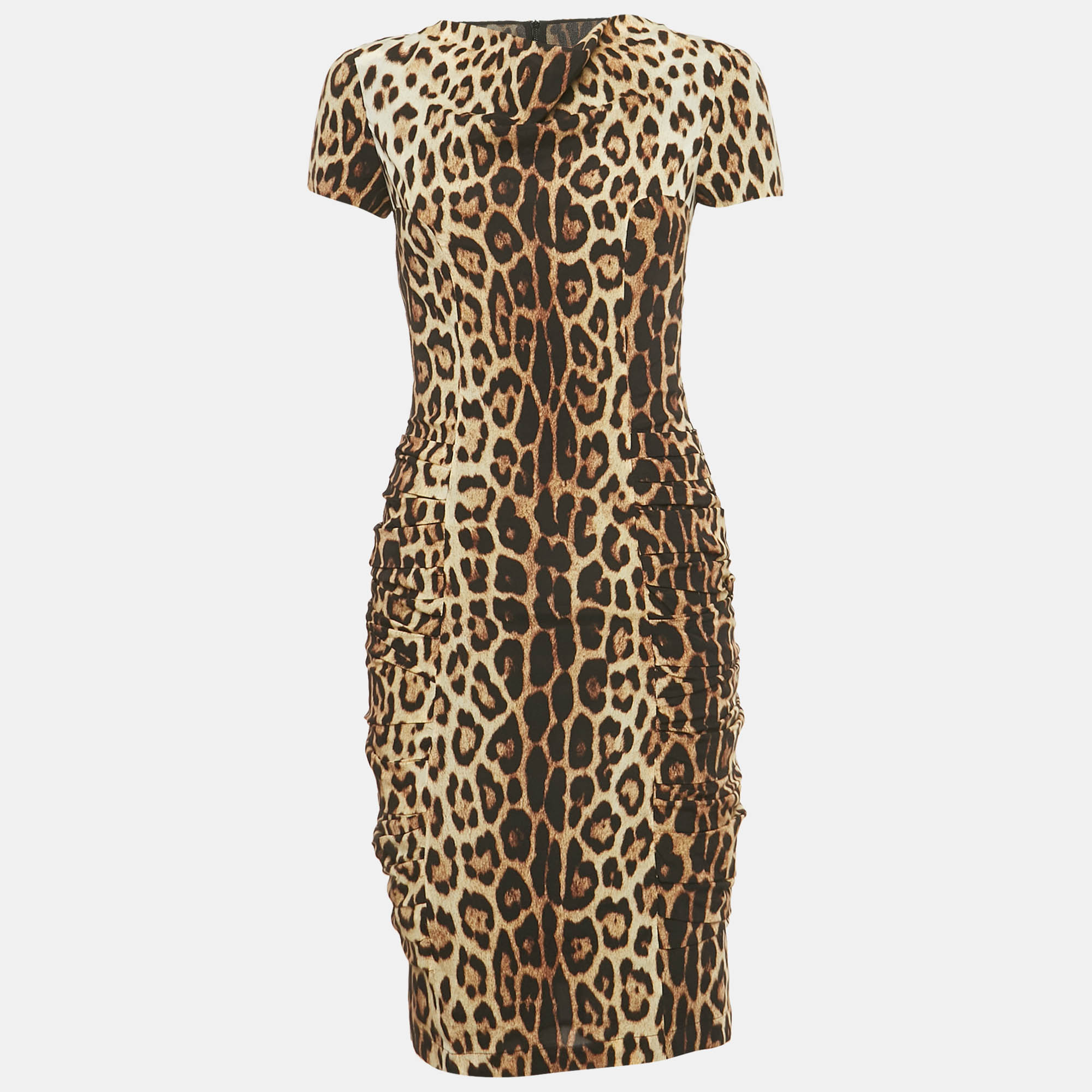 

Moschino Cheap and Chic Brown Leopard Print Pleated Short Dress S
