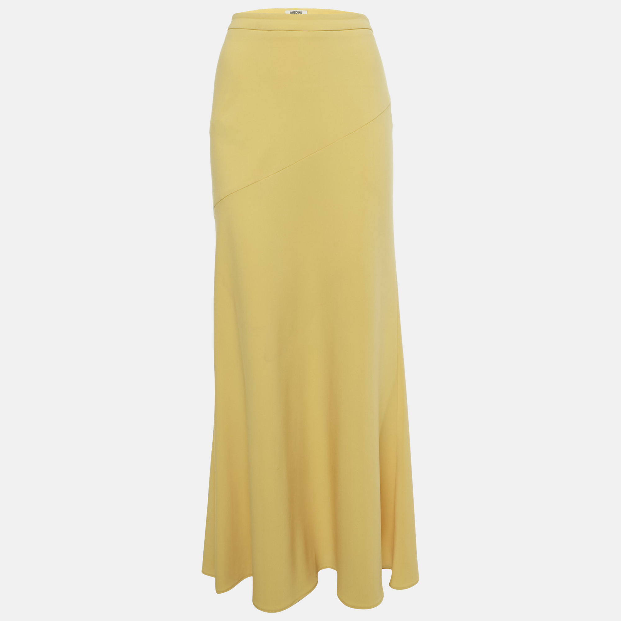 Pre-owned Moschino Cheap And Chic Yellow Crepe Flared Maxi Skirt S