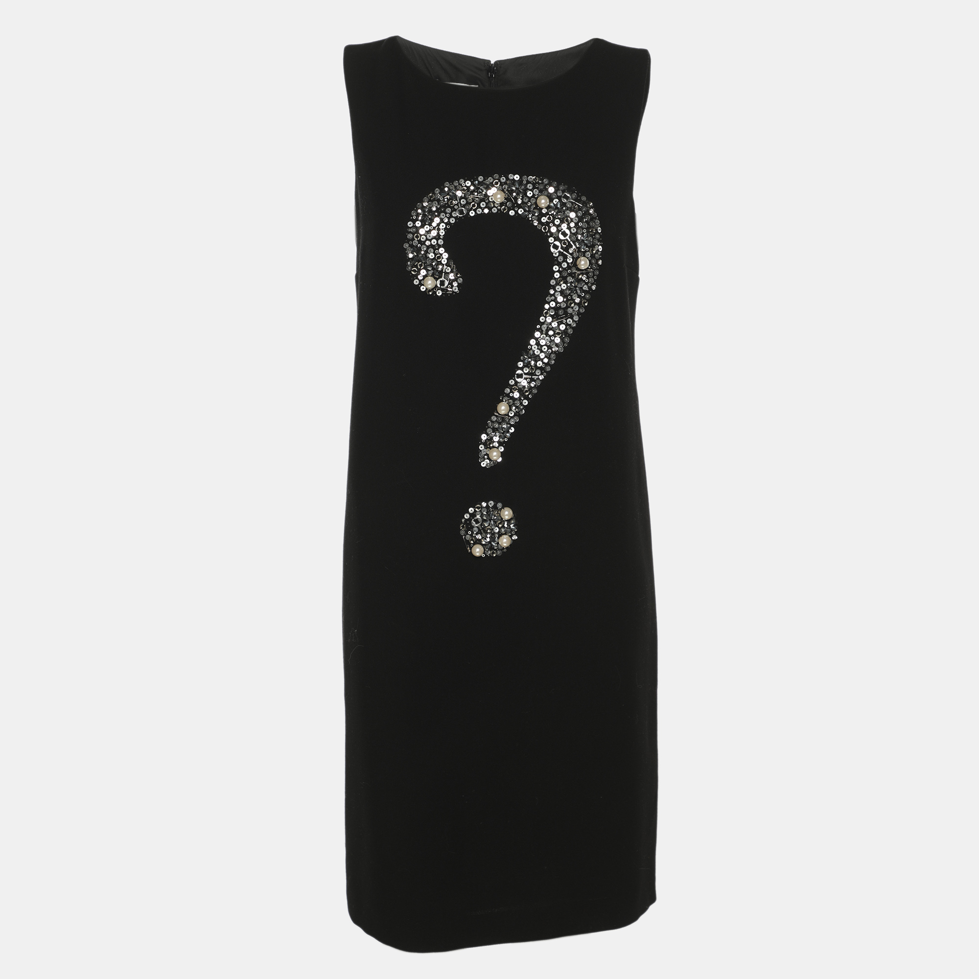 

Moschino Cheap and Chic Black Virgin Wool Embellished Sleeveless Dress S