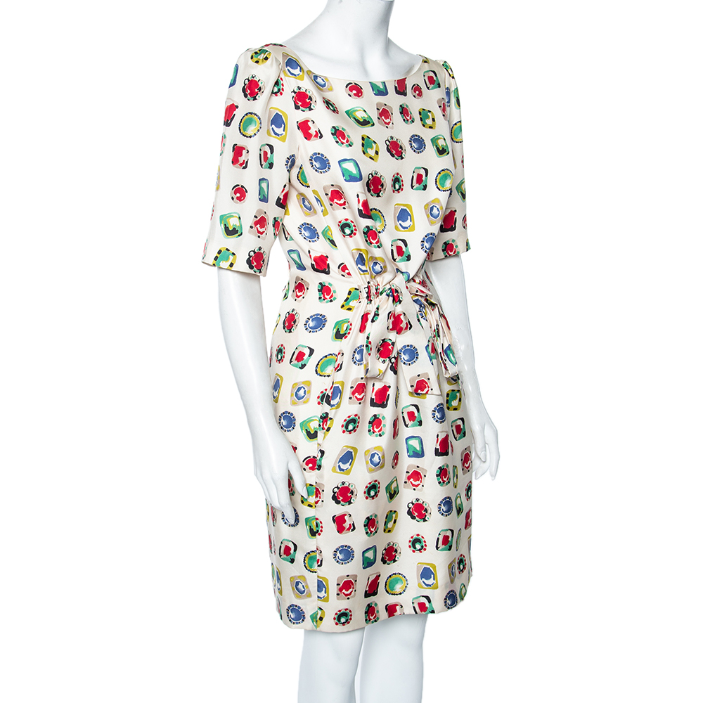 

Moschino Cheap And Chic Cream Jewel Print Silk Dress