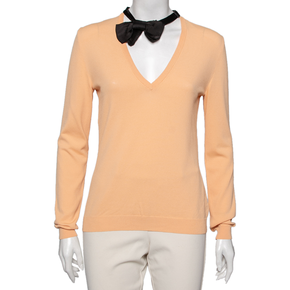 

Moschino Cheap and Chic Orange Knit V Neck Long Sleeve Sweater