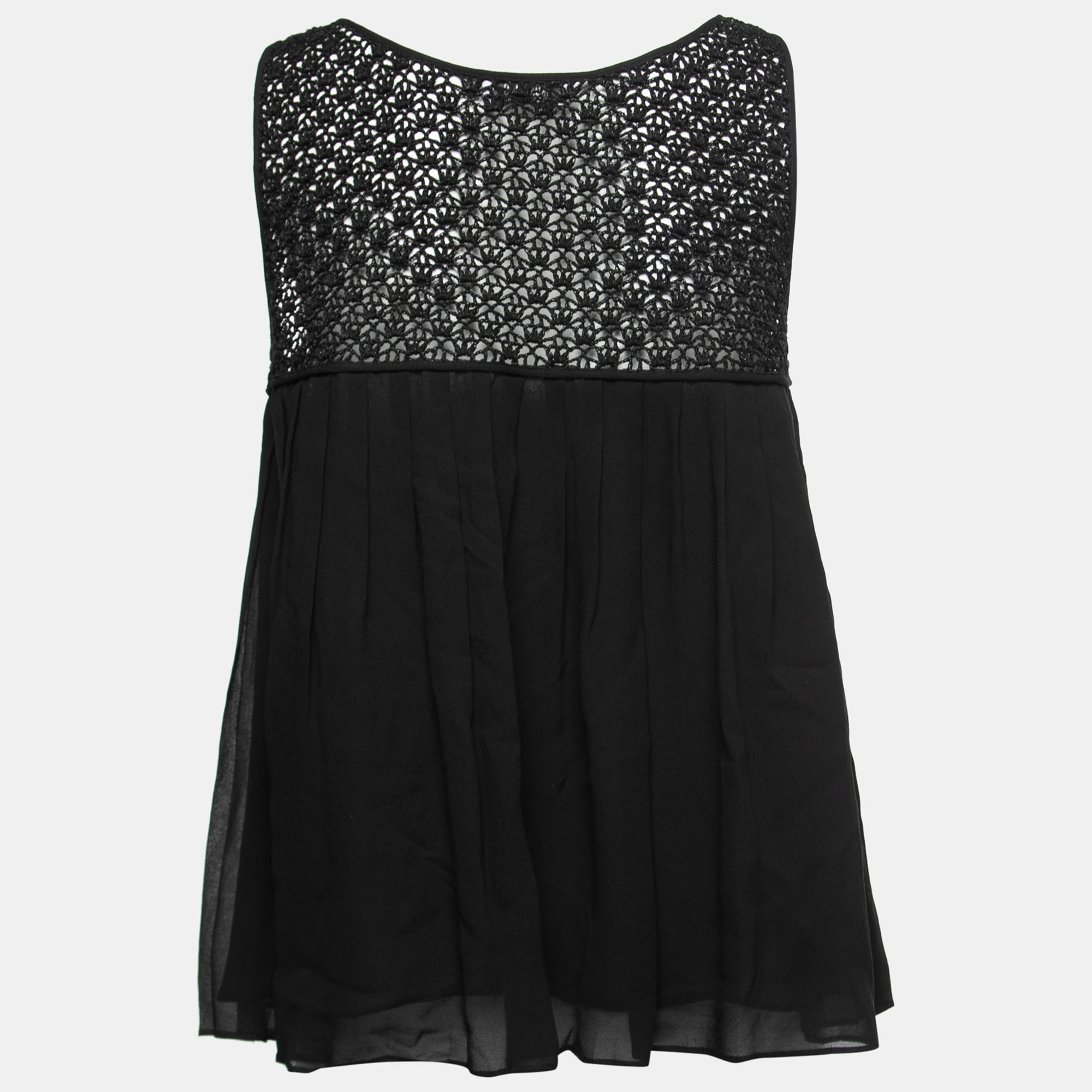 

Moschino Cheap and Chic Black Silk & Lace Pleated Top