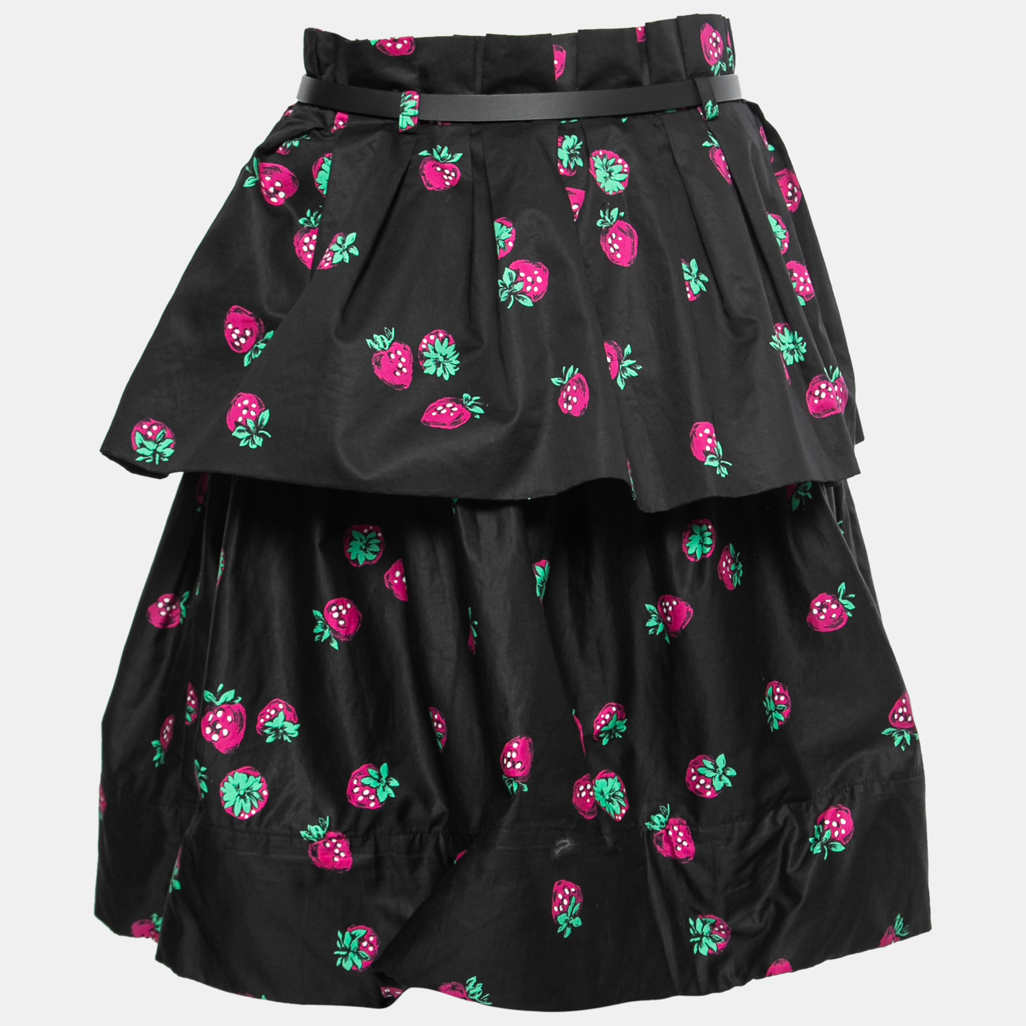 

Moschino Cheap and Chic Black Printed Cotton Ruffled Mini Skirt