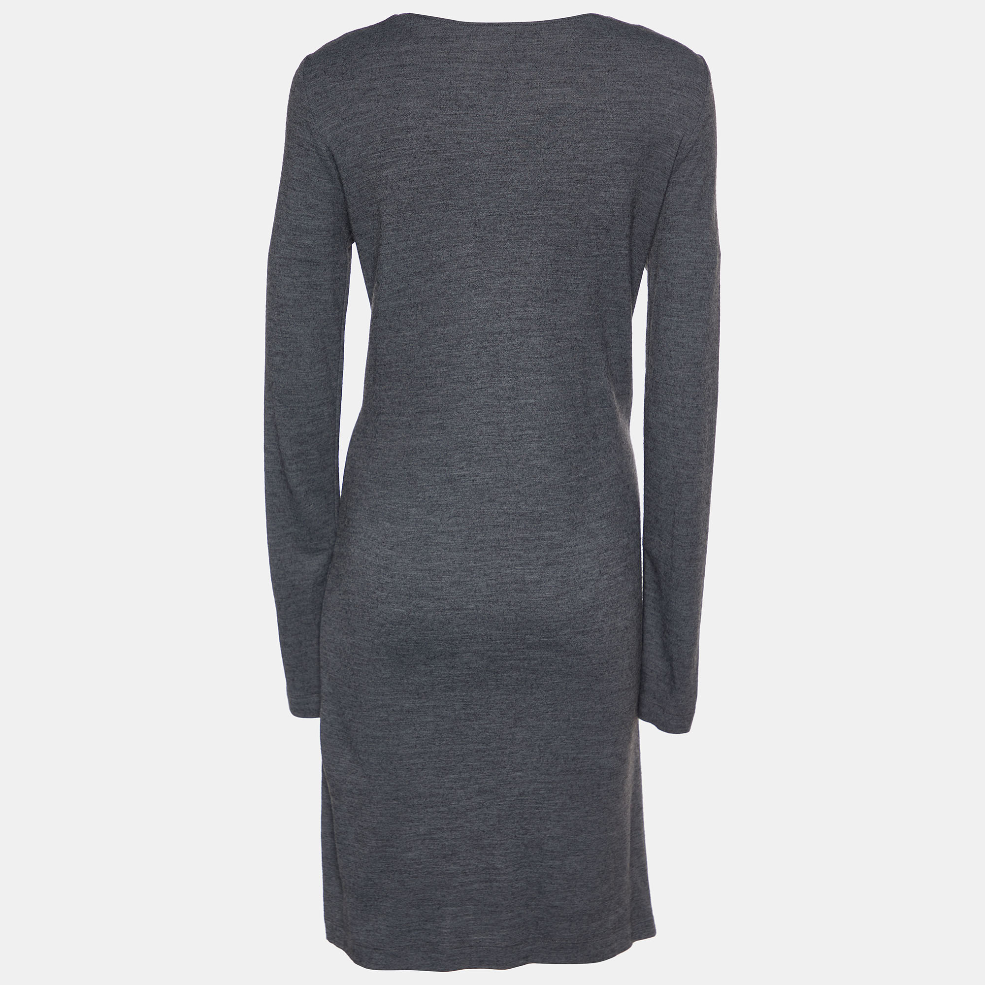 

Moschino Cheap and Chic Grey Wool Knot Detail Shift Dress