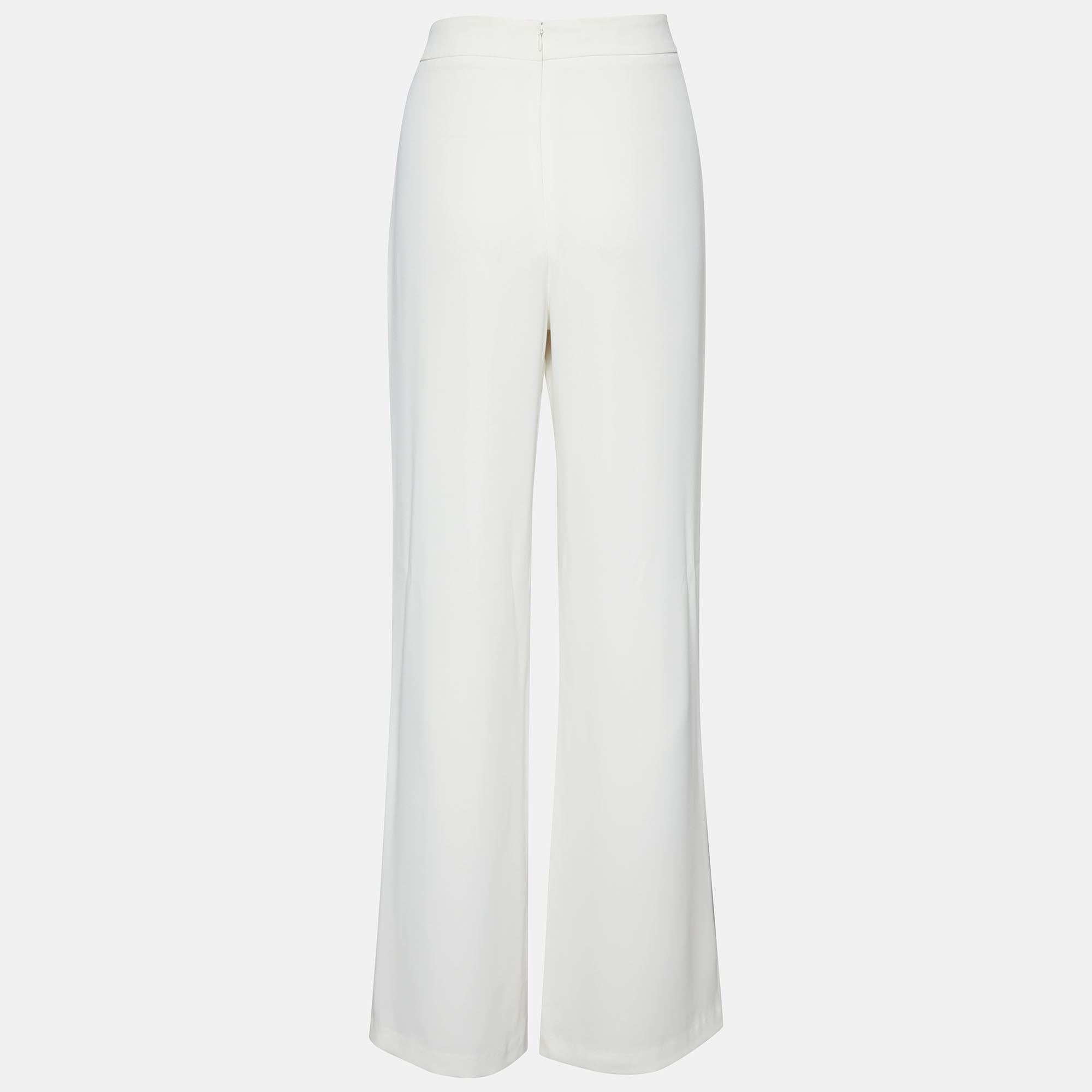 

Moschino Cheap and Chic Runway White Printed Crepe Embellished Wide Leg Pants