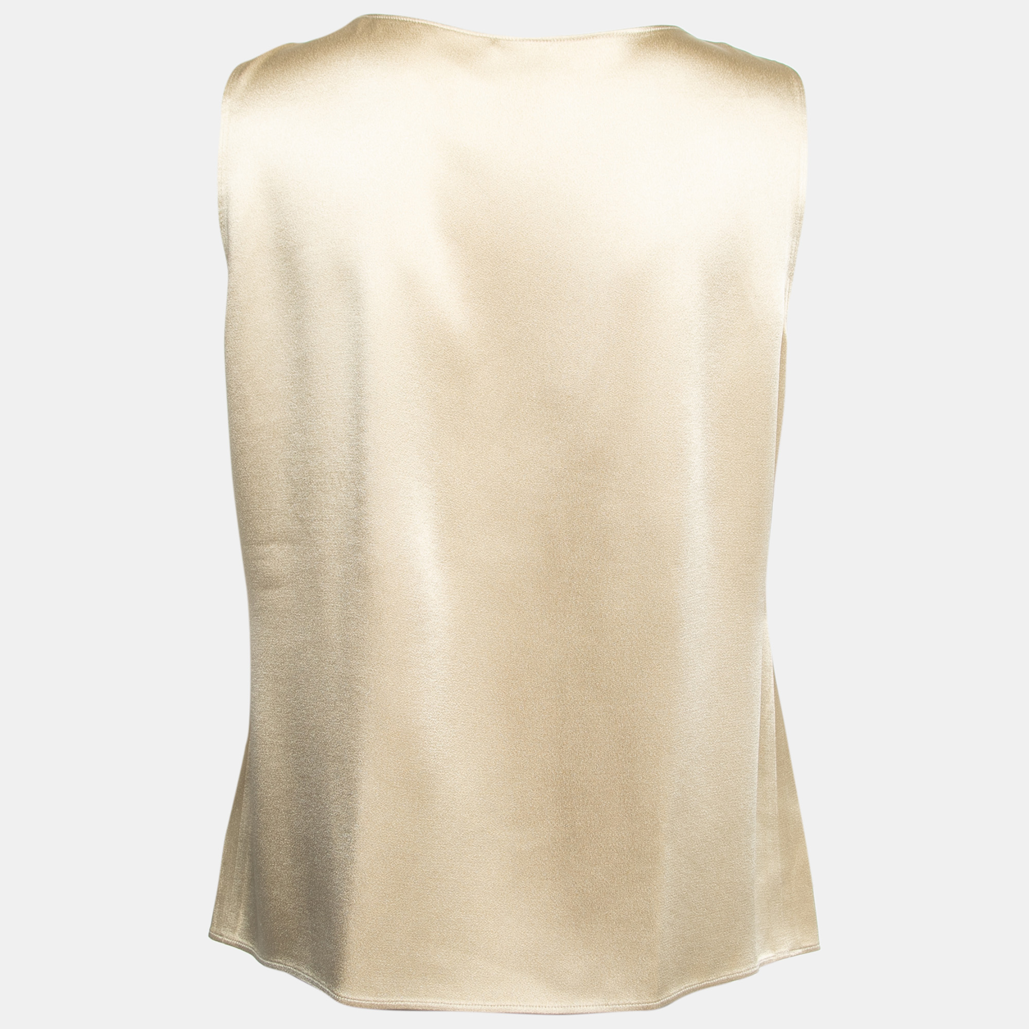 

Moschino Cheap and Chic Gold Satin Draped Sleeveless Blouse