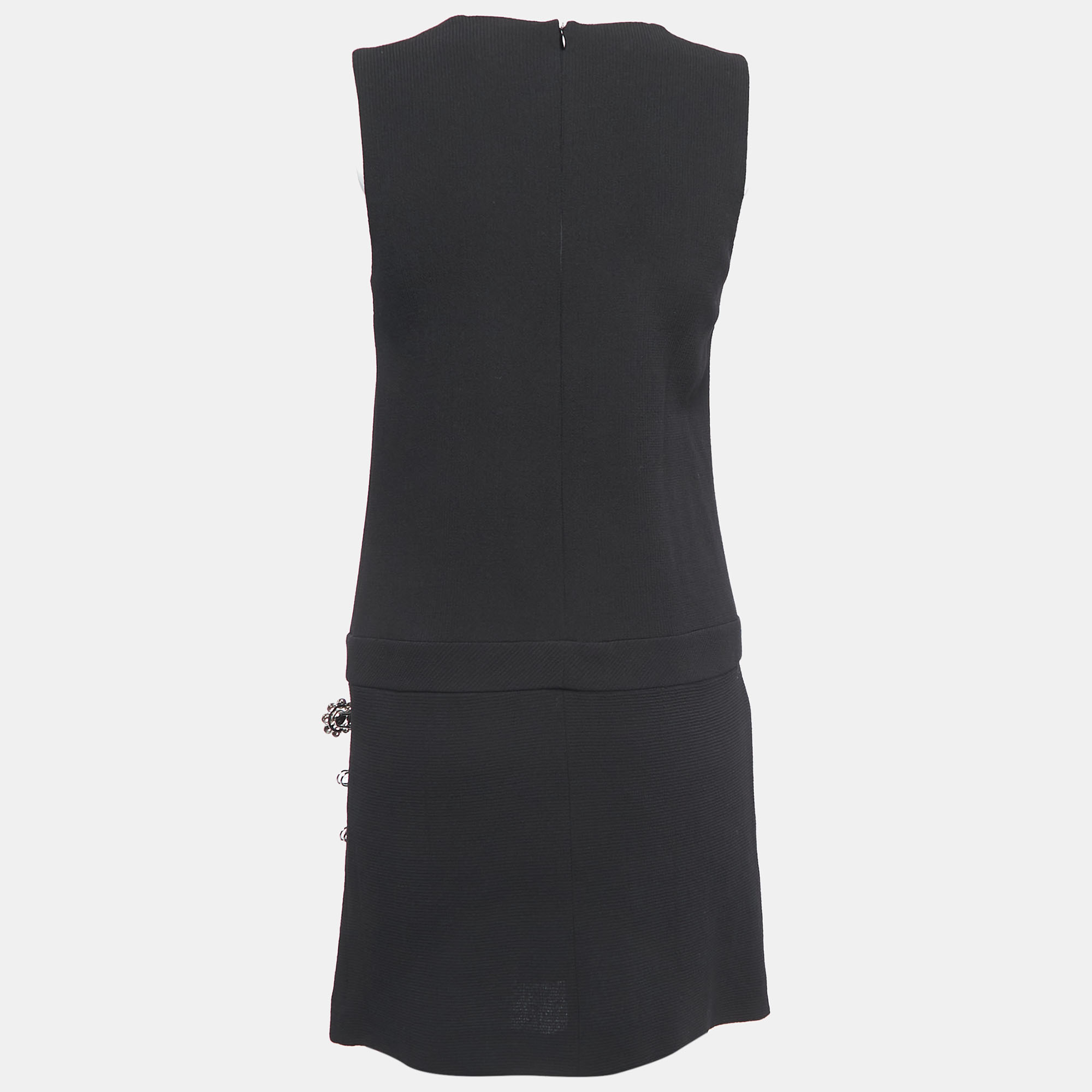 

Moschino Cheap and Chic Black Wool Pin Detail Sleeveless Dress