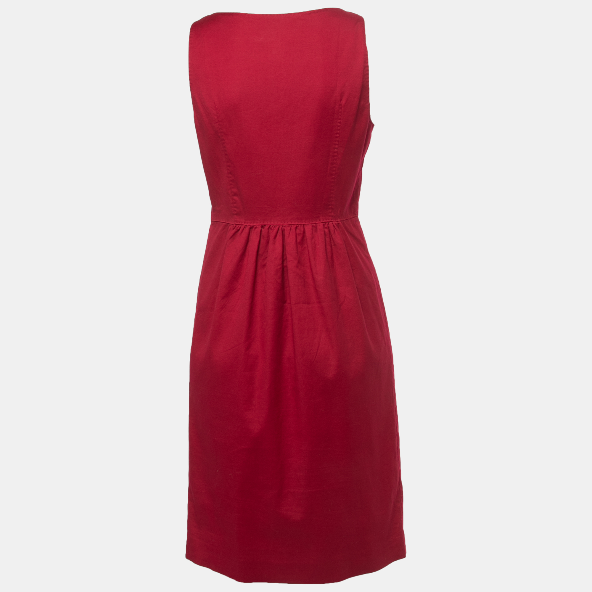 

Moschino Cheap and Chic Burgundy Cotton Sleeveless Midi Dress