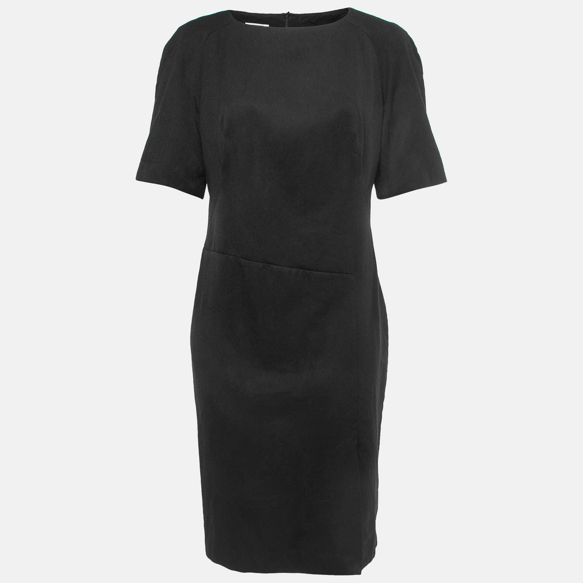Pre-owned Moschino Cheap And Chic Black Wool Short Sleeve Shift Dress L