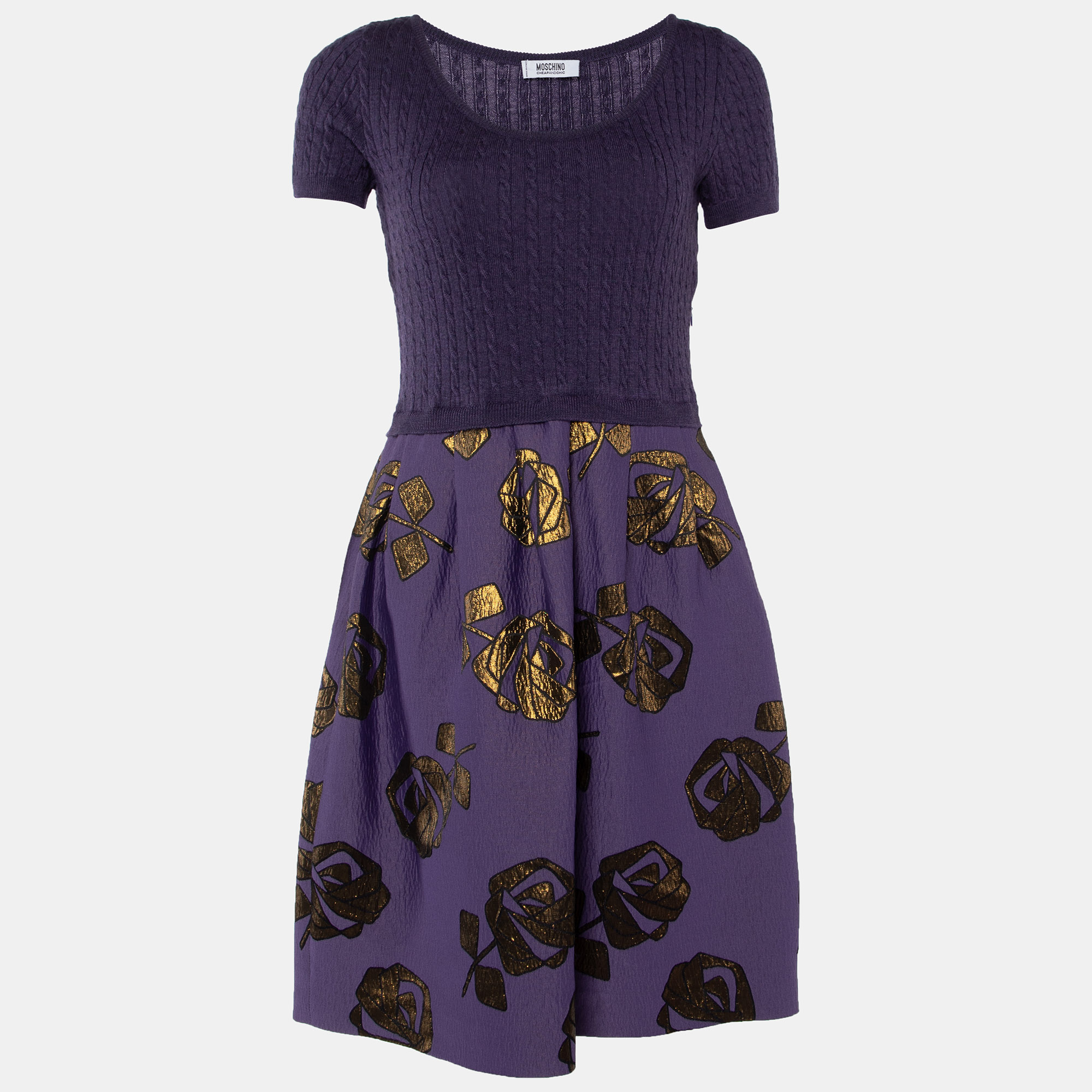 

Moschino Cheap and Chic Purple Knit & Floral Lurex jacquard Mini Dress