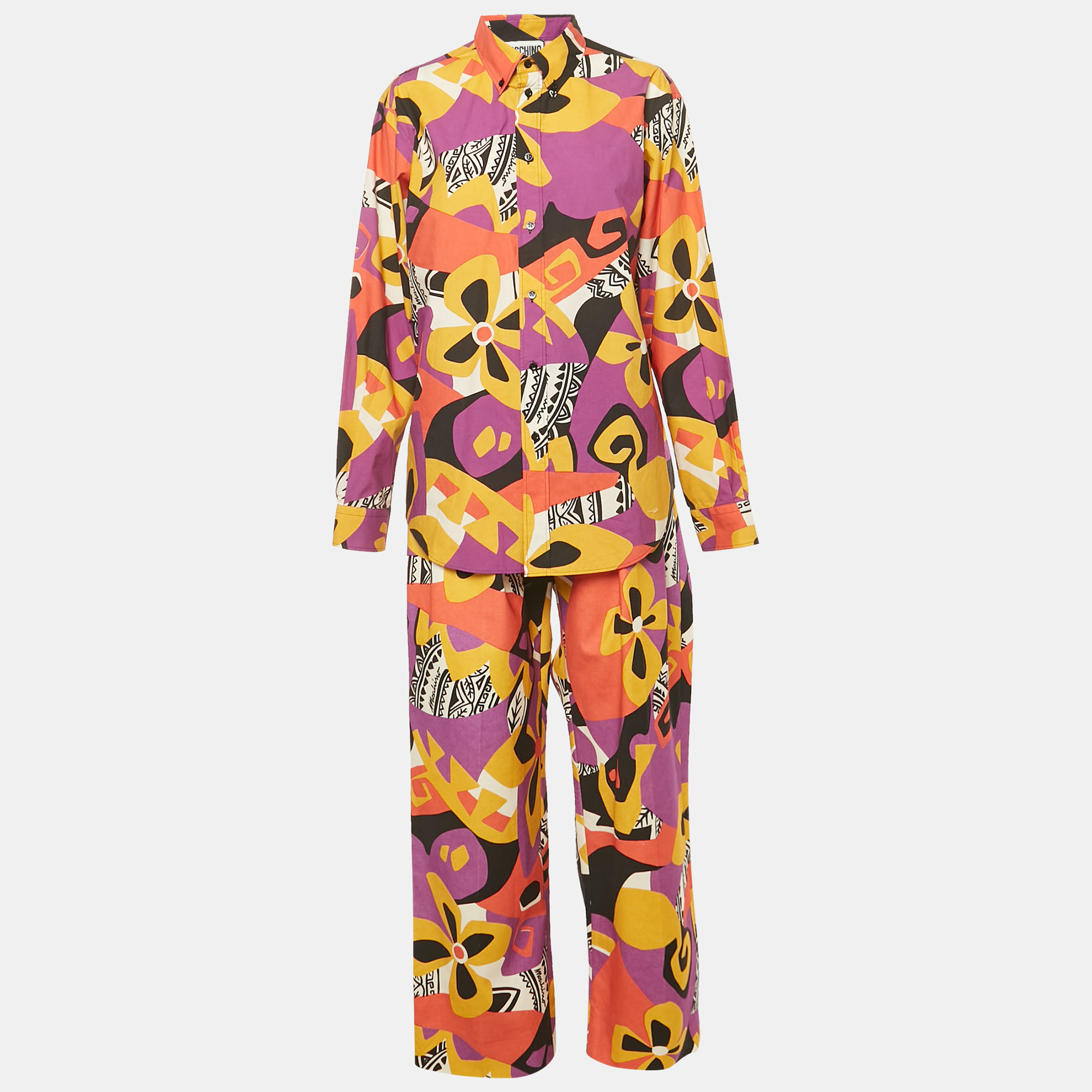 

Moschino Couture Multicolor Floral Print Cotton Shirt and Pants Set L
