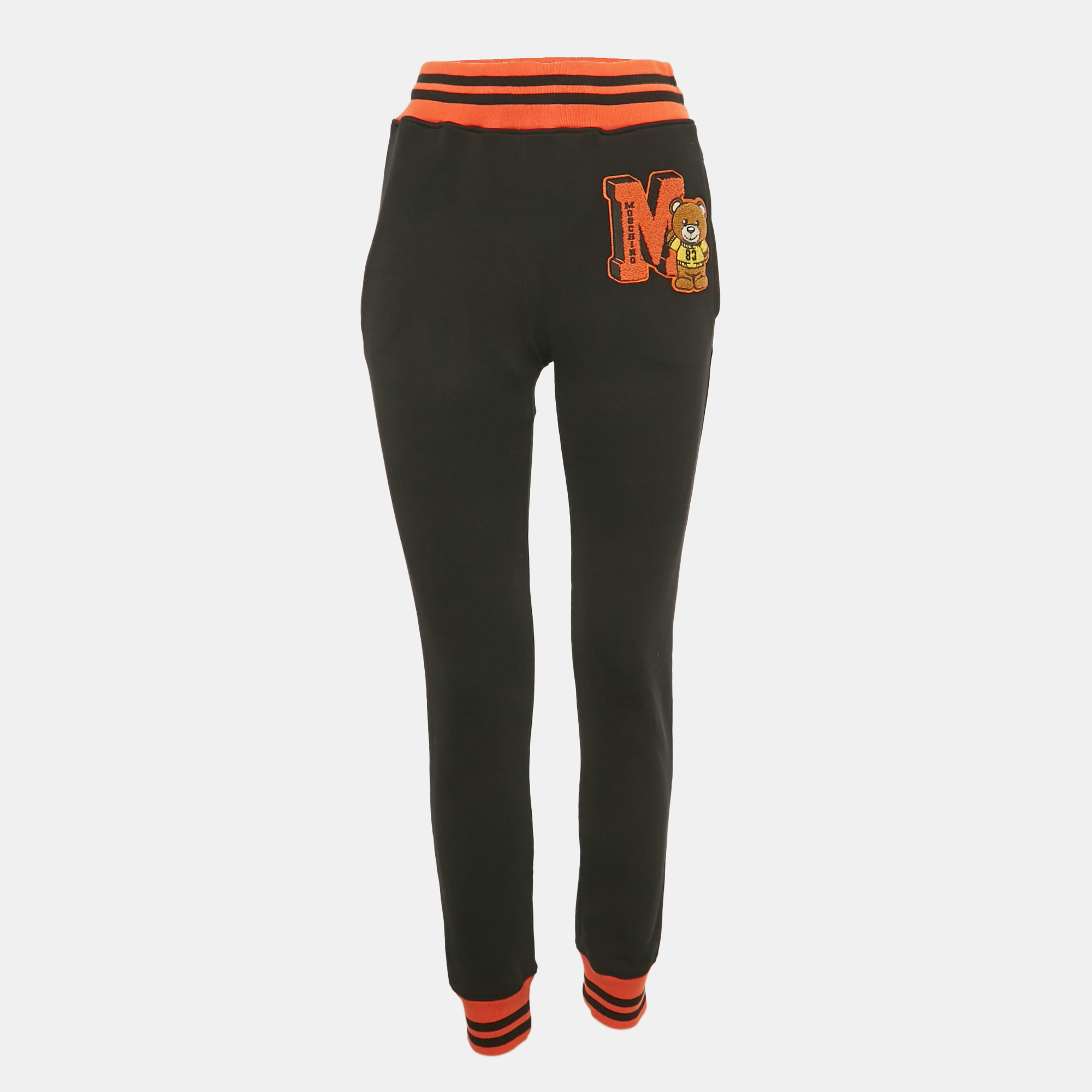 

Moschino Couture Black/Orange Teddy Applique Cotton Sweatpants XS