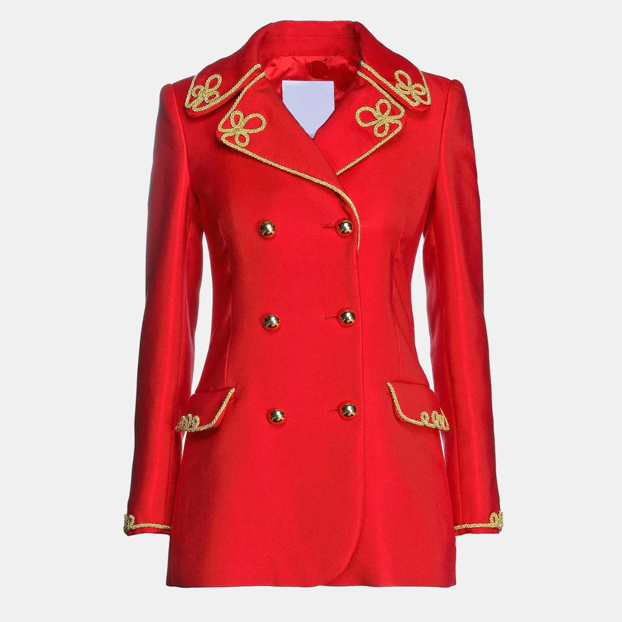 

Moschino Couture Red Gabardine Embroidered Blazer M