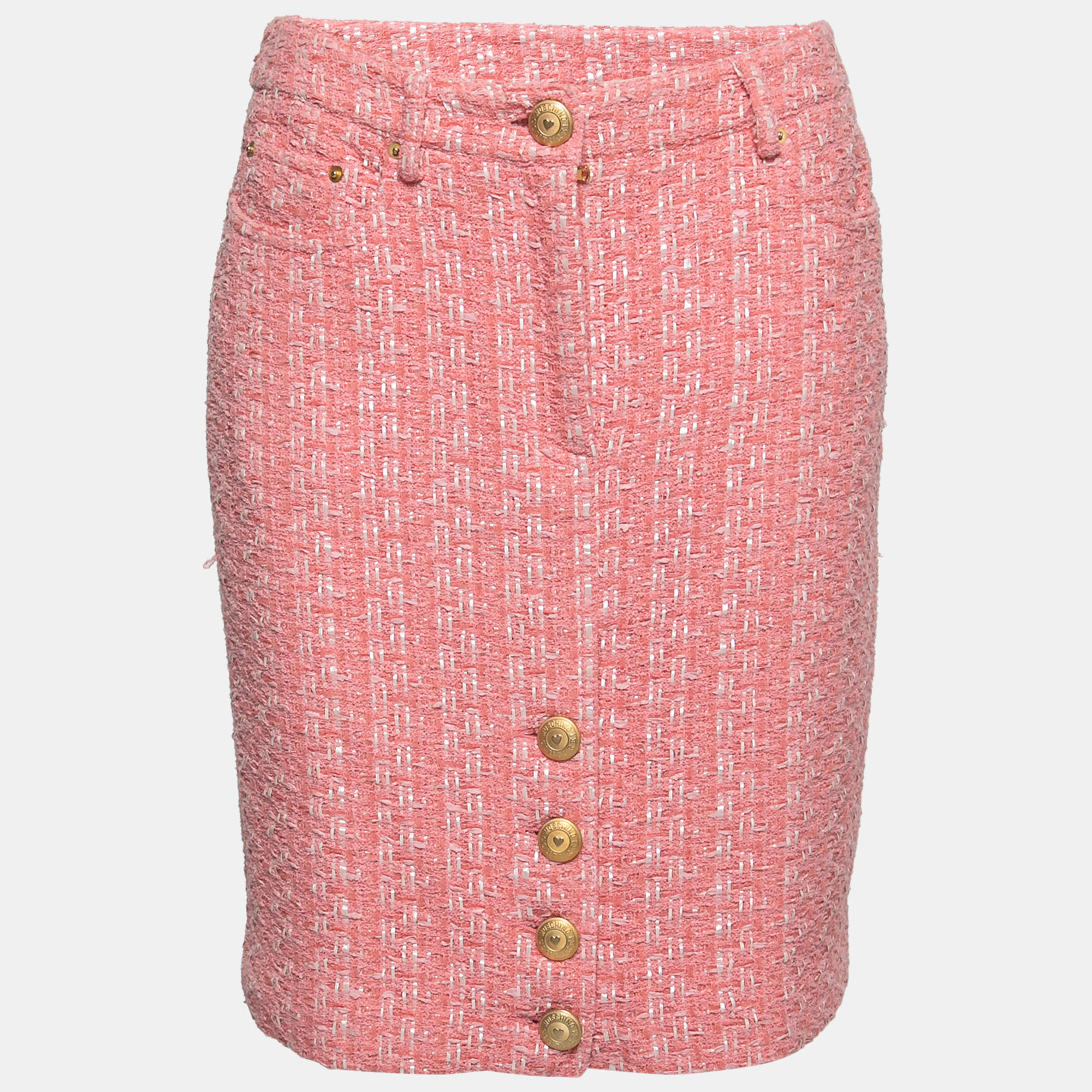Pre-owned Moschino Couture Pink Tweed Pencil Skirt M