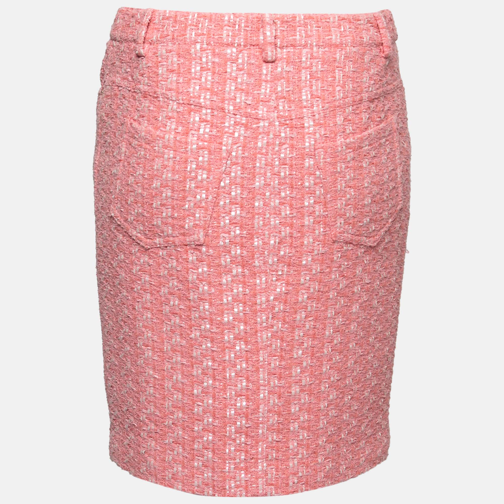 

Moschino Couture Pink Tweed Pencil Skirt