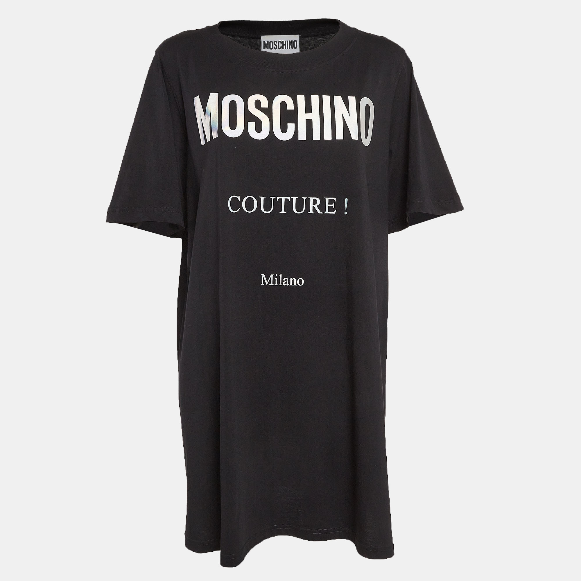 

Moschino Couture Black Logo Print Jersey T-Shirt Dress M