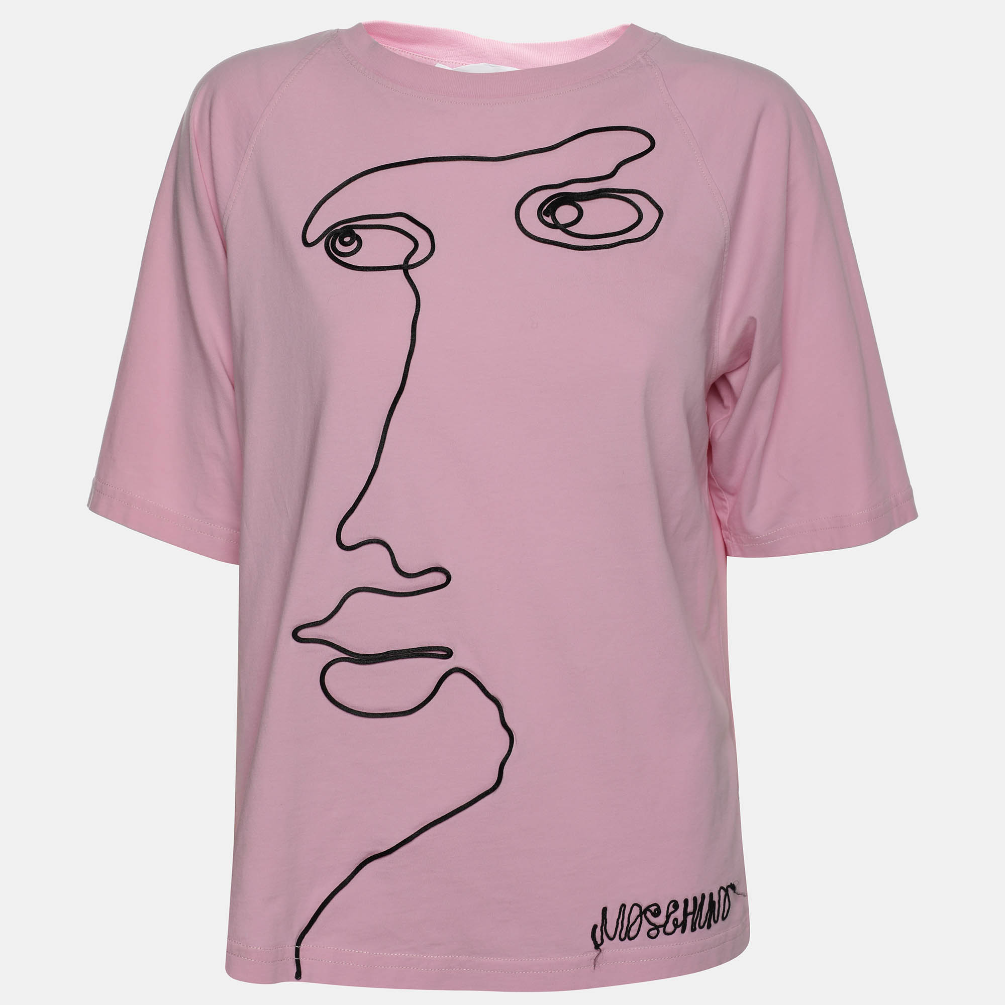 

Moschino Couture Pink Face Embroidered T-Shirt S