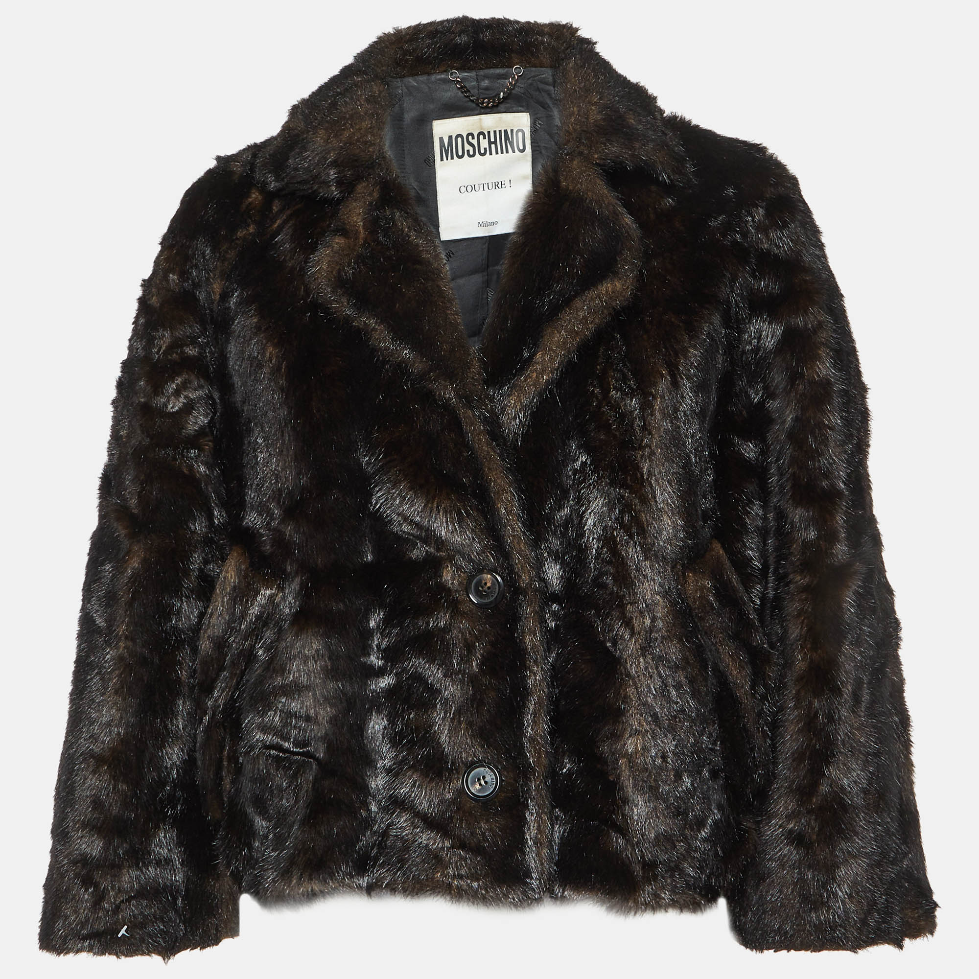 

Moschino Couture Brown Faux Fur Single Breasted Coat XS