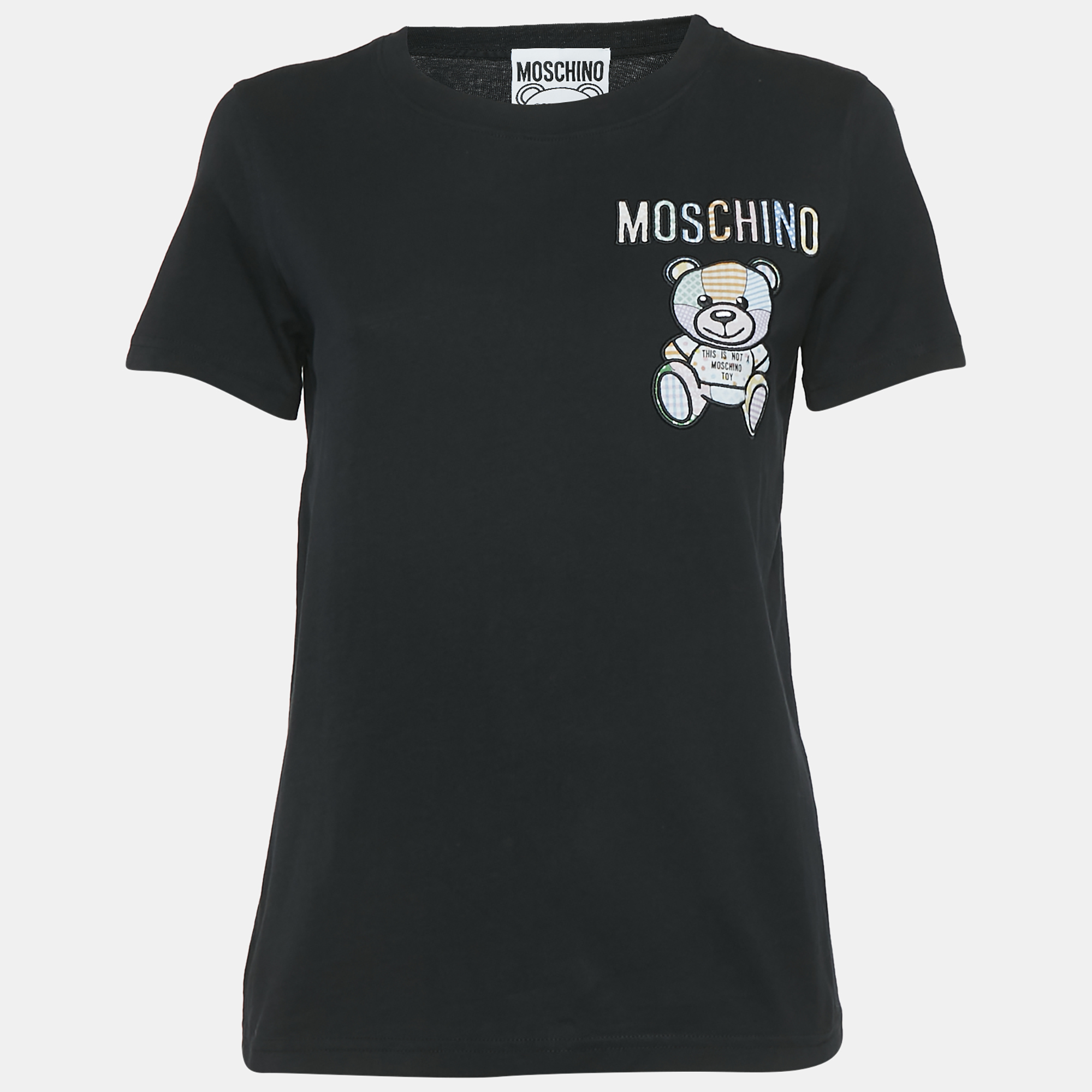 

Moschino Couture Black Logo Embroidered Cotton Knit T-Shirt S