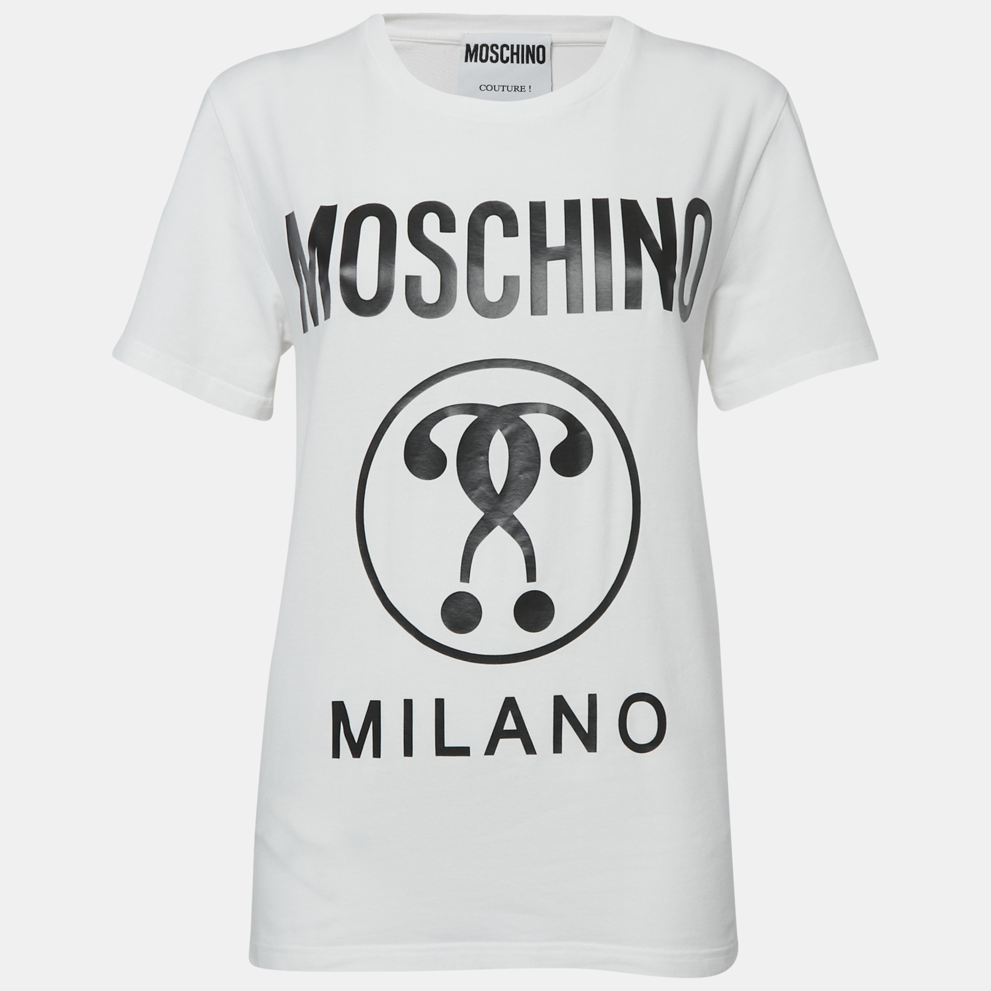 

Moschino Couture White Logo Print Cotton Crew Neck T-Shirt L