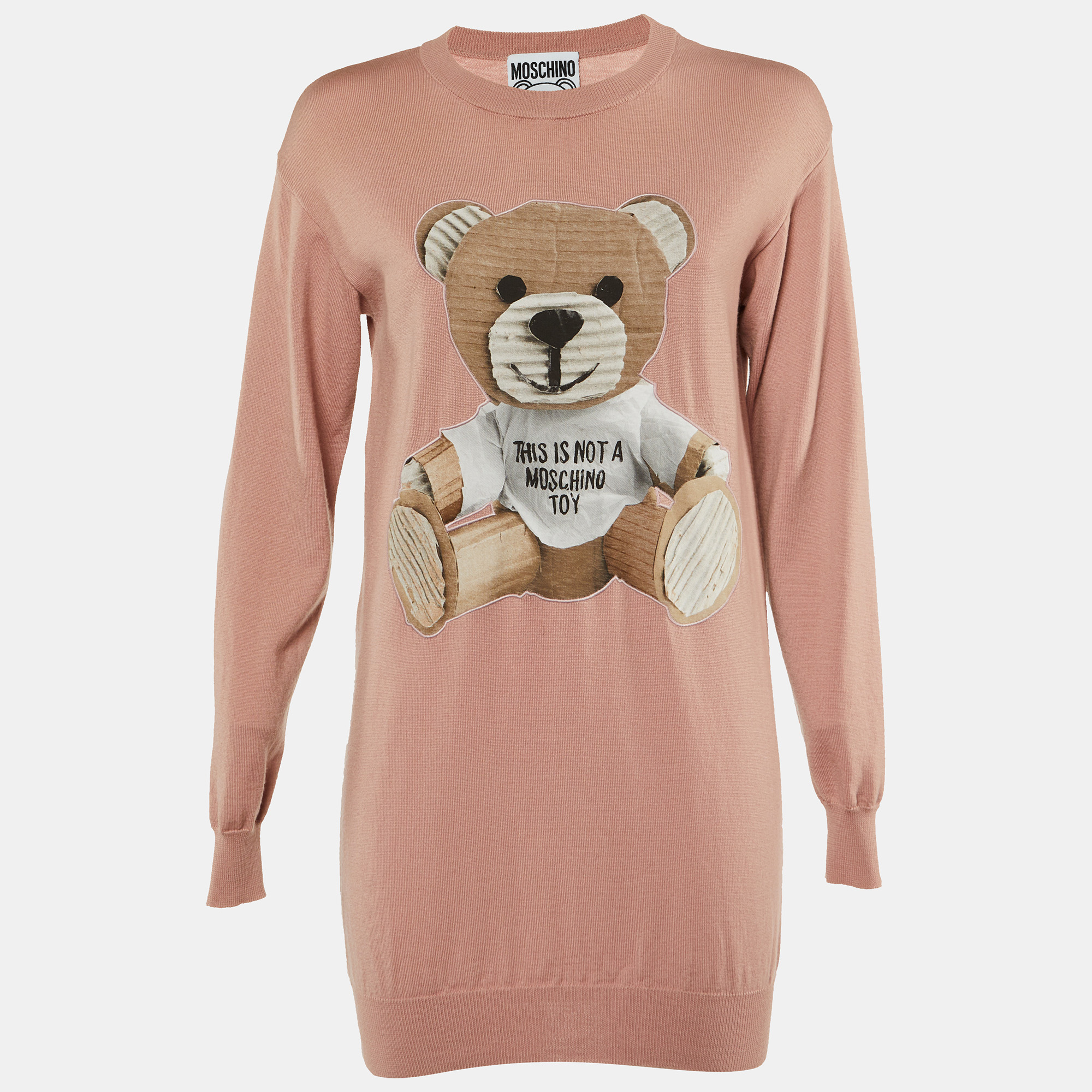 

Moschino Couture Pink Wool Bear Appliqued Sweater Dress XS