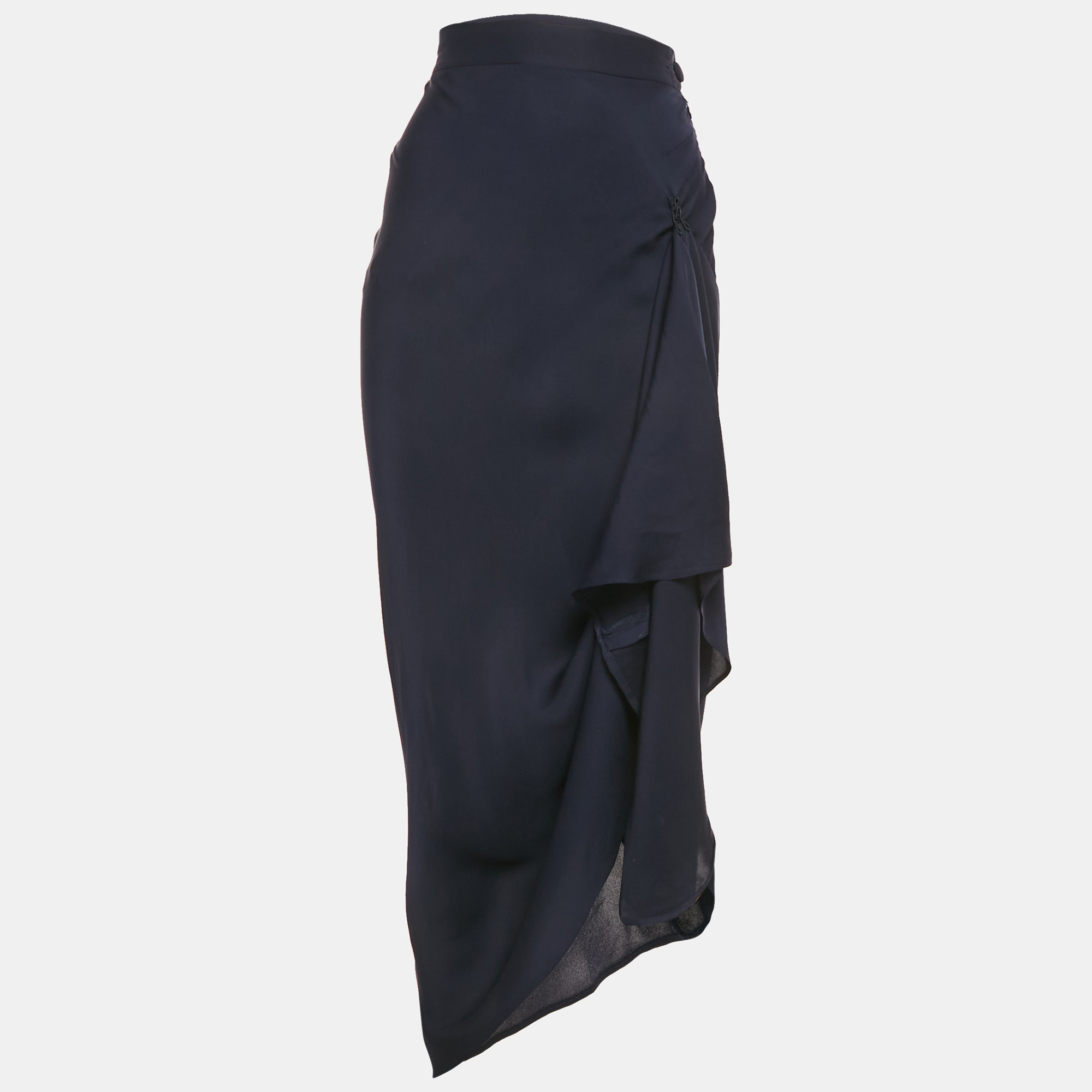 

Moschino Couture Navy Blue Satin Flared Maxi Skirt M