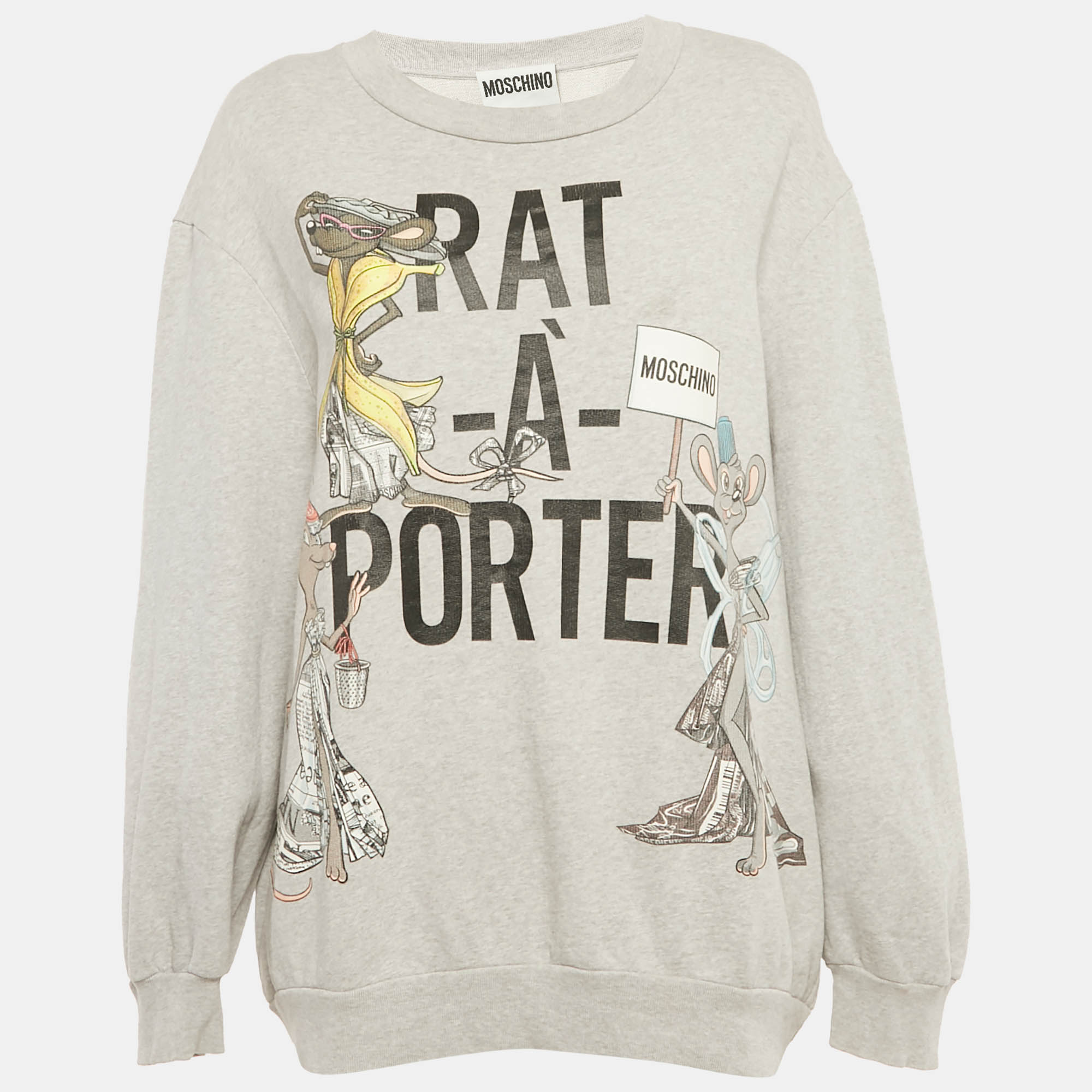 

Moschino Couture Grey Rat-A-Porter Print Cotton Sweatshirt M