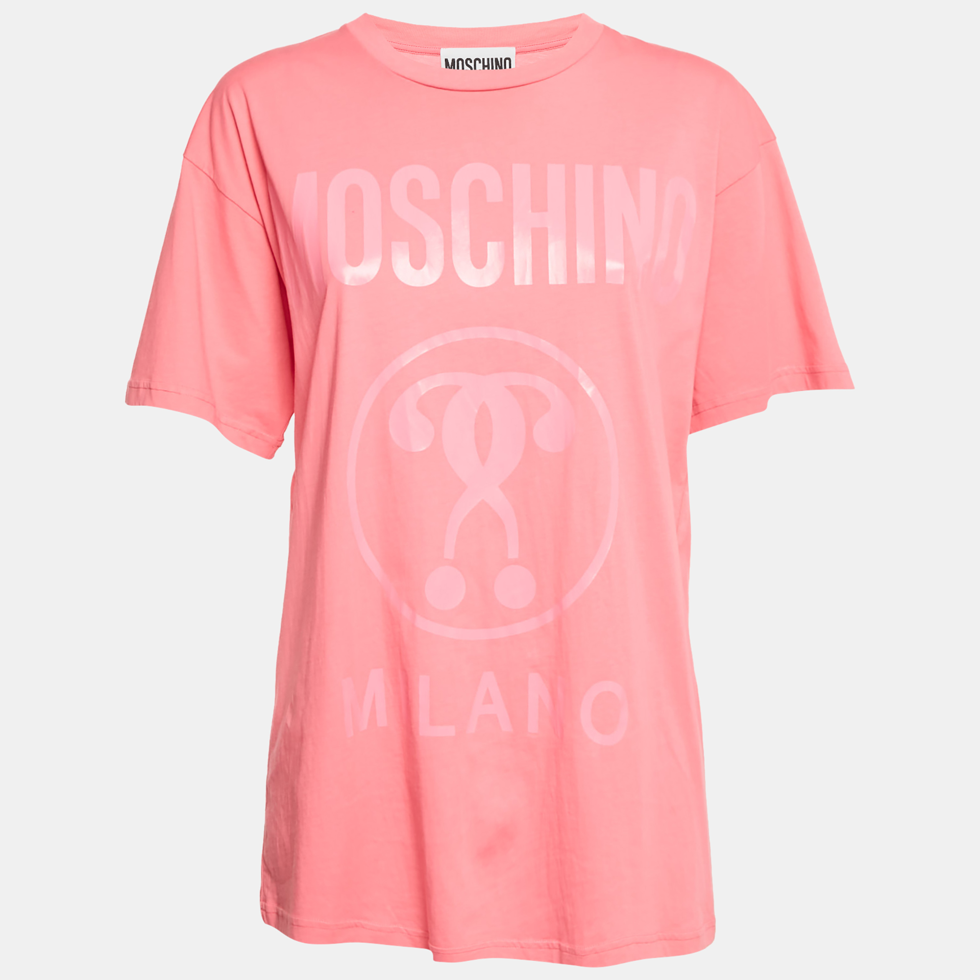 Pre-owned Moschino Pink Logo Print Jersey T-shirt Xs