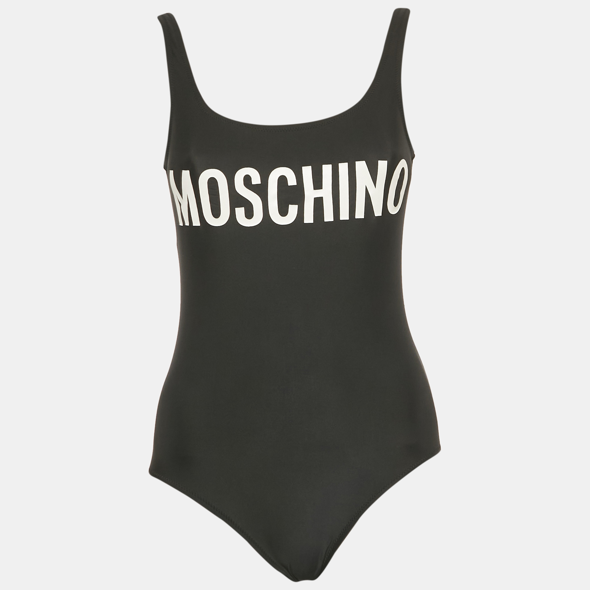 

Moschino Couture Black Logo Print Jersey Swimsuit S
