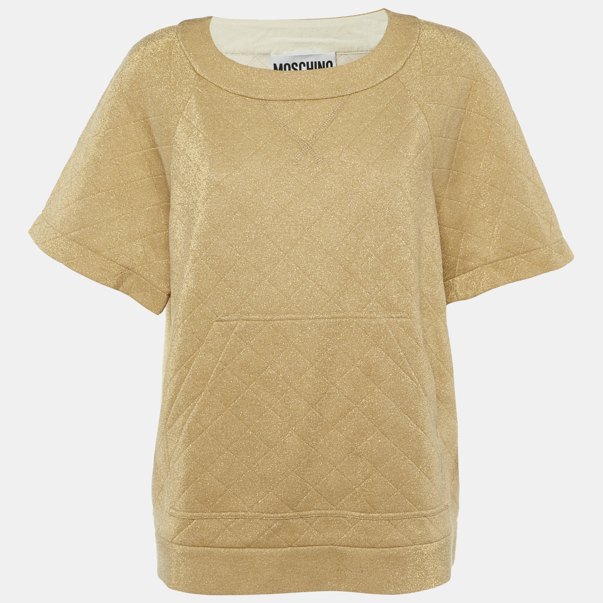 

Moschino Couture Gold Metallic Quilted Knit Top M