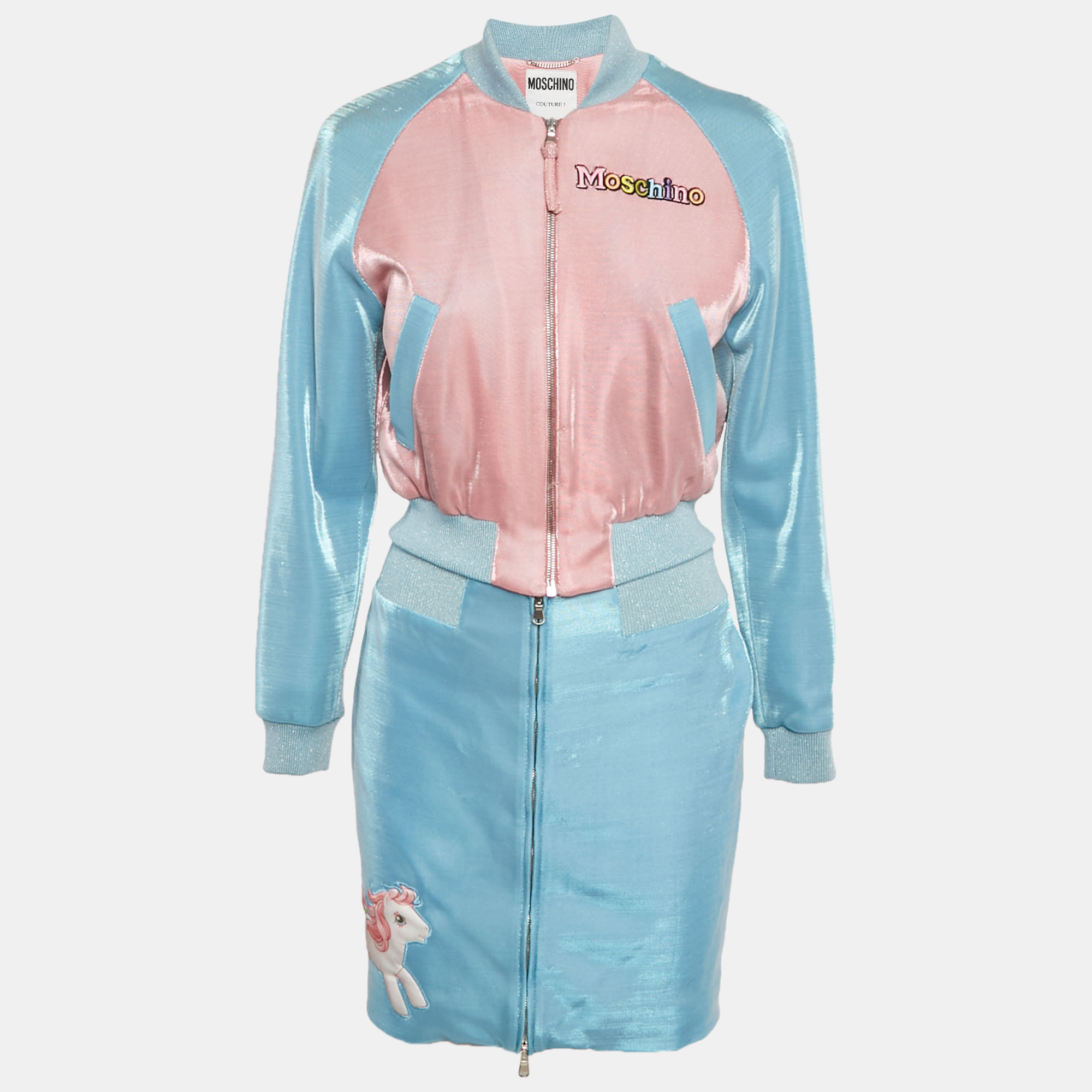 

Moschino Couture Pink Lamé Unicorn Applique Set S
