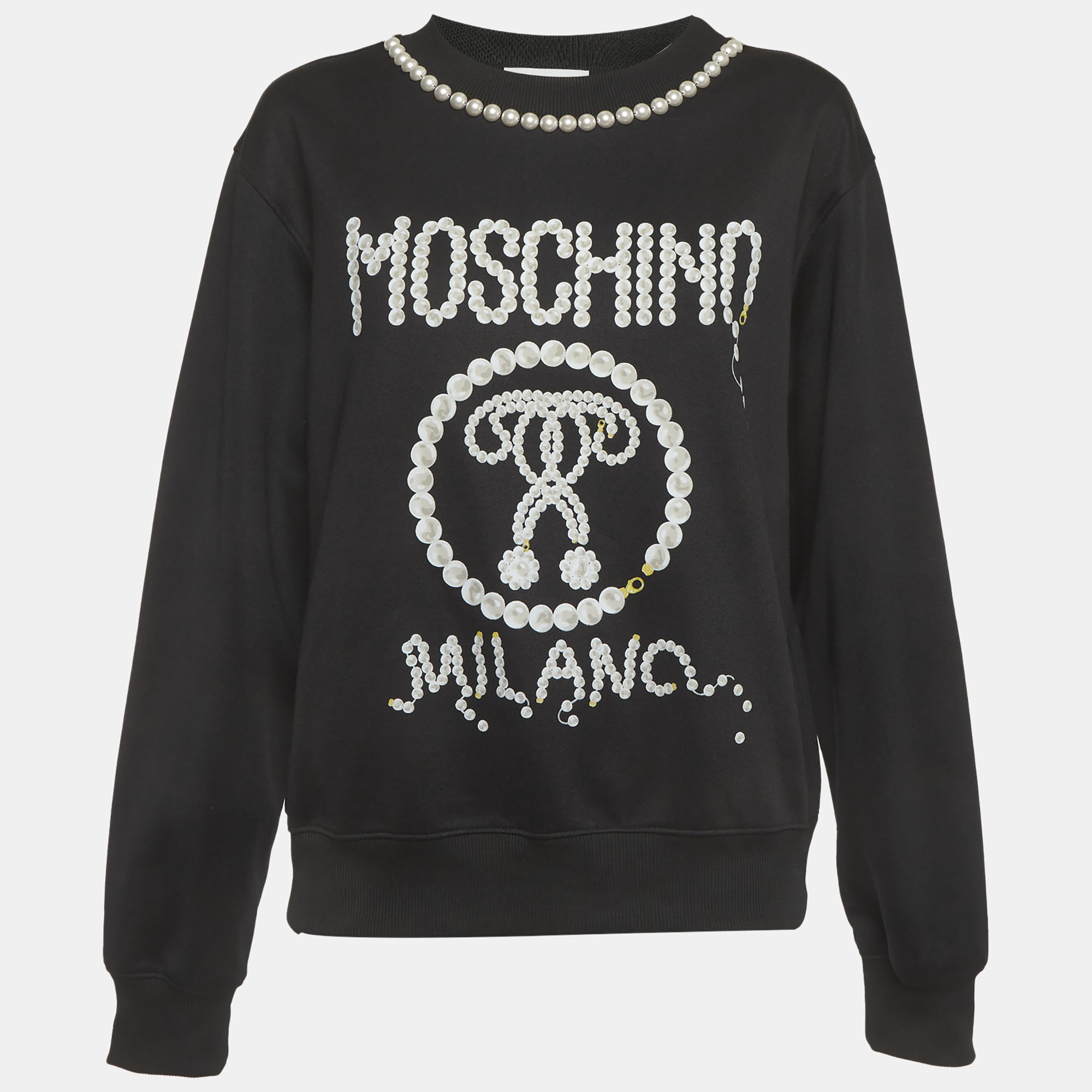 

Moschino Couture Black Jersey Pearl Detail Sweatshirt L