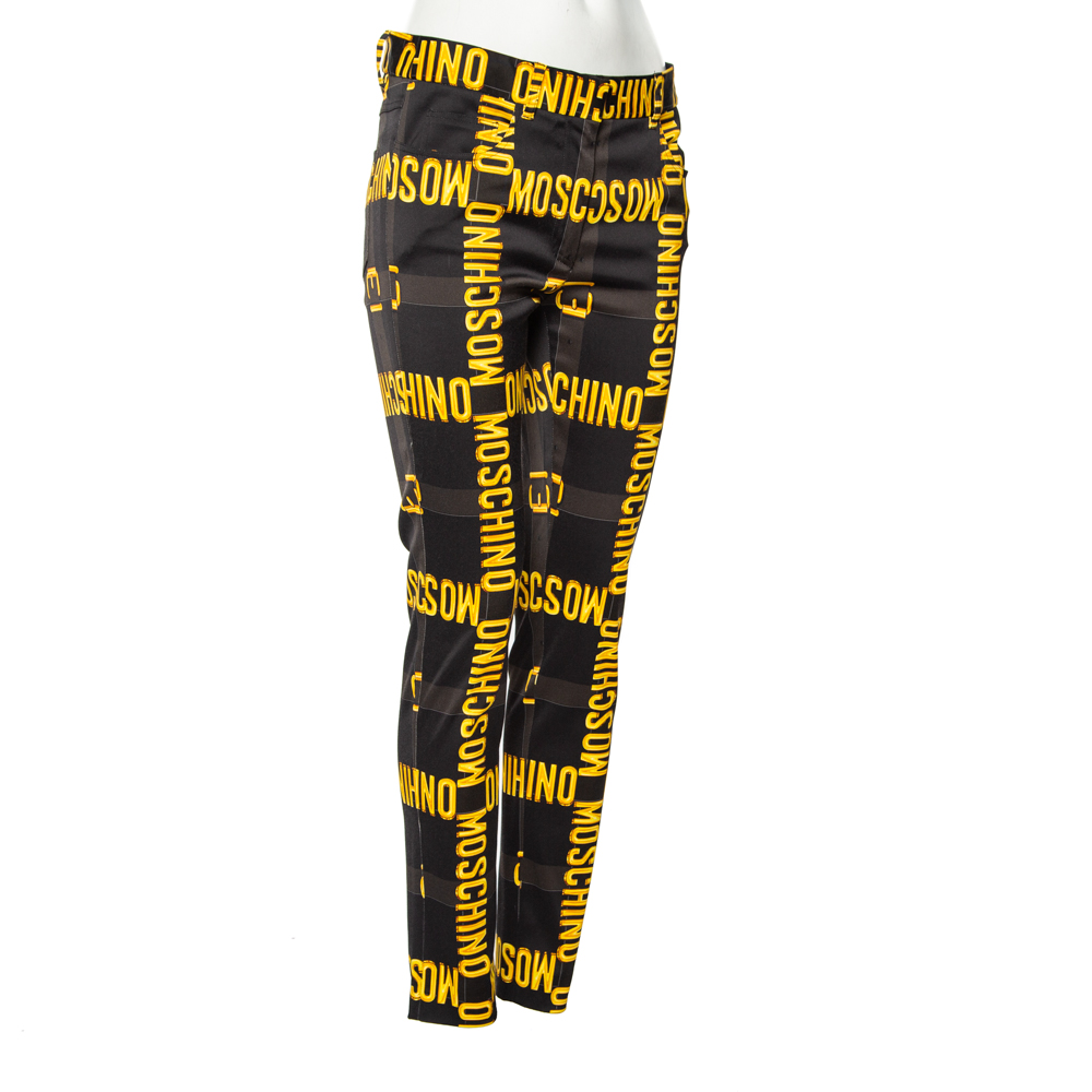 

Moschino Couture Black & Gold Logo Printed Jersey Pants