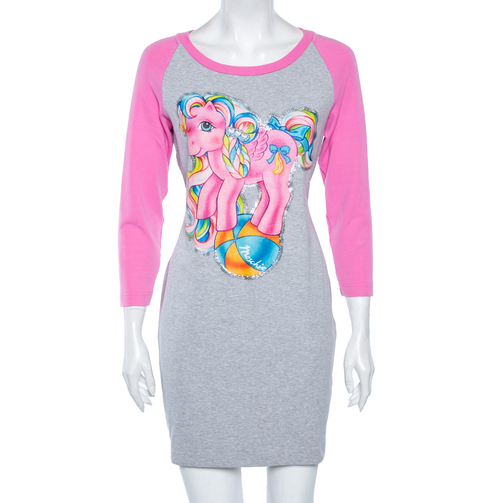 

Moschino Couture Grey & Pink Cotton My Little Pony Printed Mini T-Shirt Dress