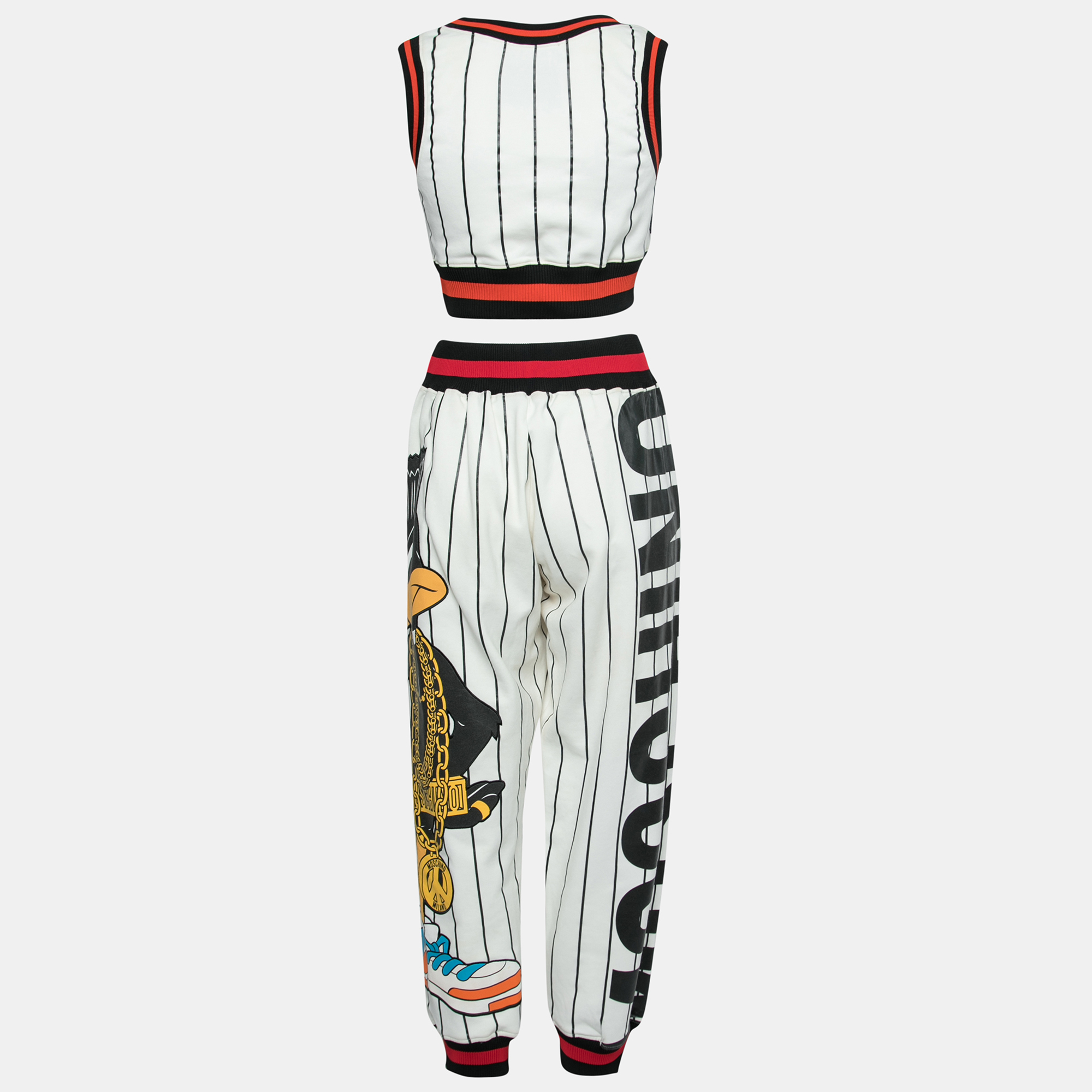 

Moschino Couture White Cotton Daffy Duck Printed Jogger Suit