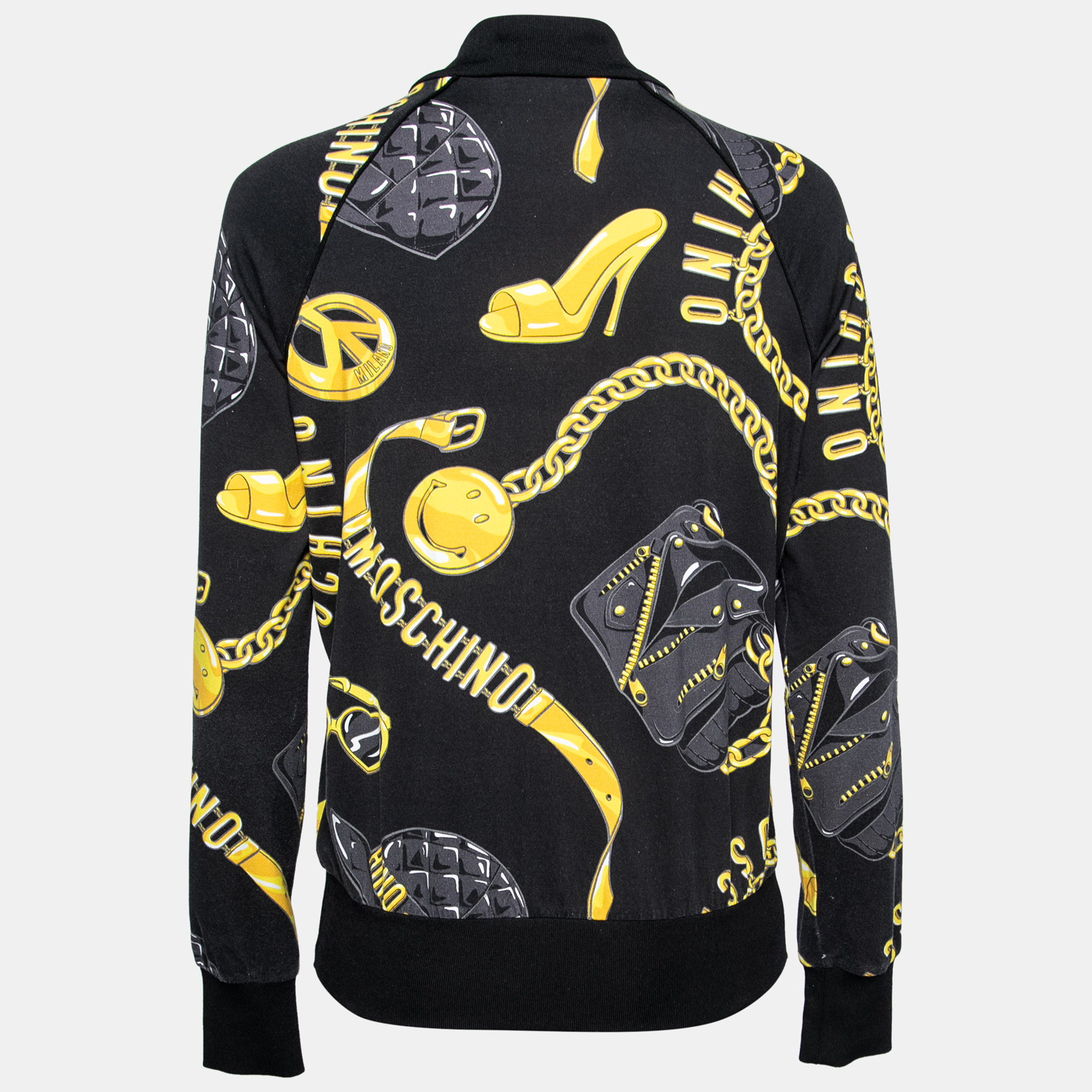 

Moschino Couture Black/Yellow Logo Printed Cotton Zip Front Jacket