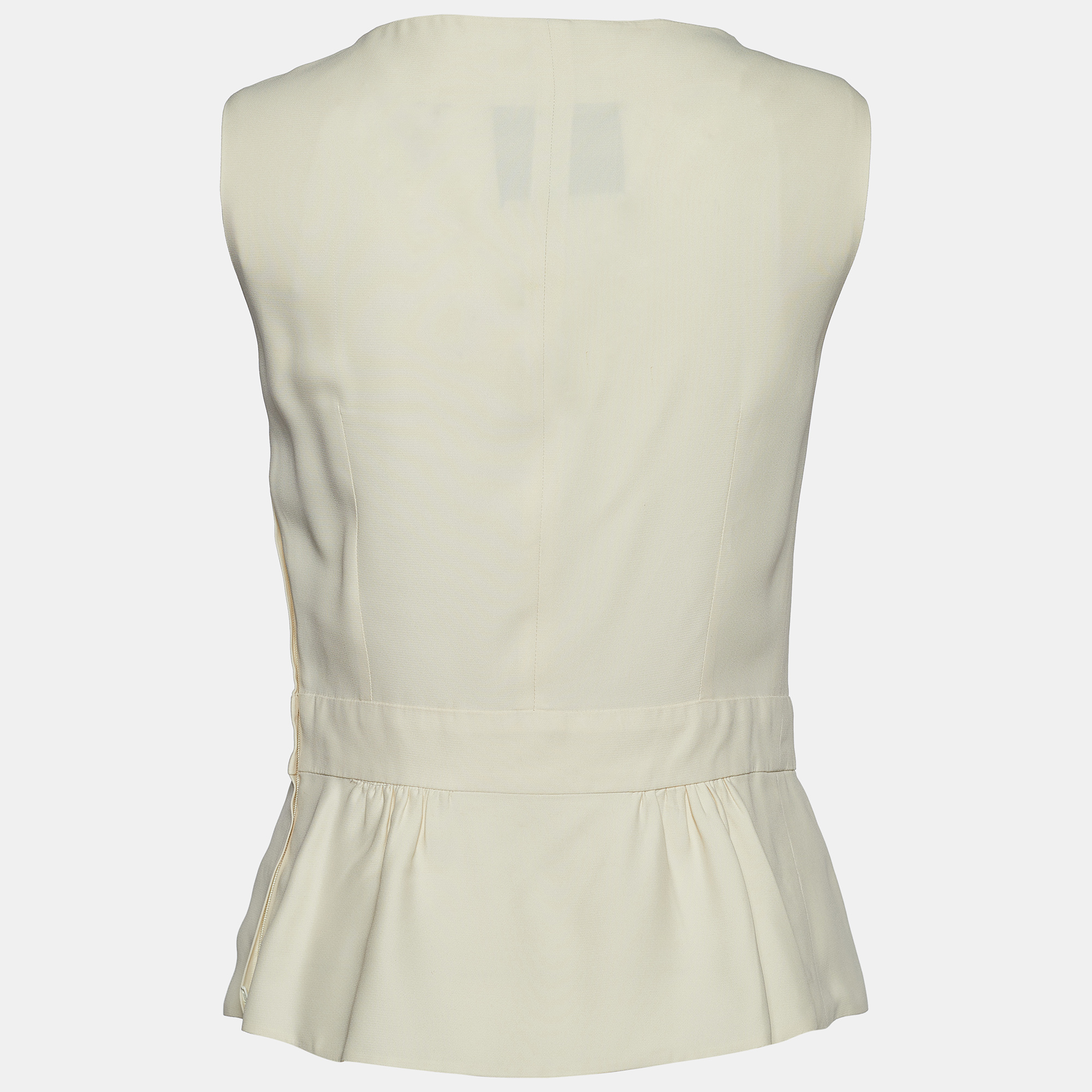 

Moschino Couture Cream Crepe Bow Detail Button Front Top