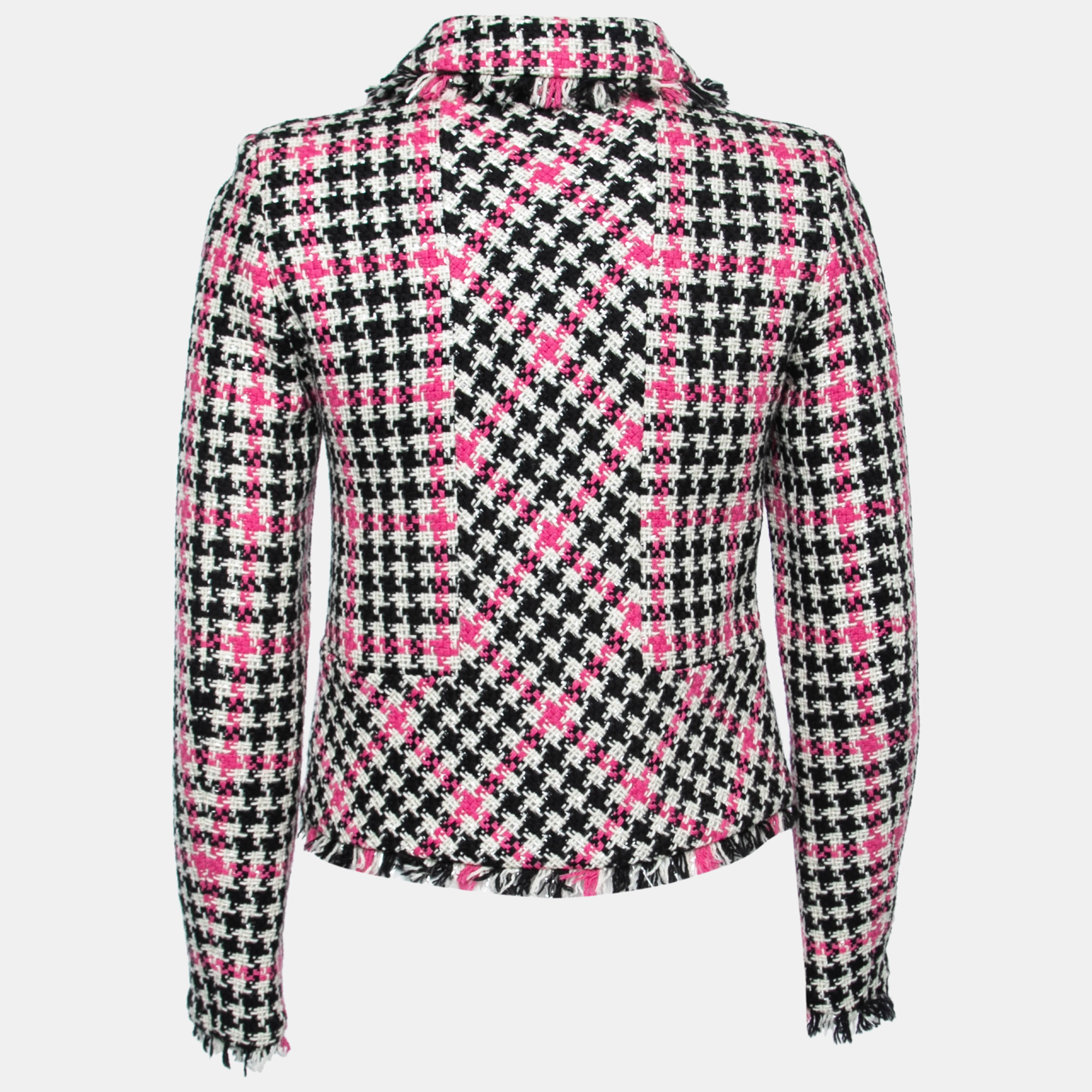 

Moschino Couture Black & Pink Houndstooth Wool Jacket