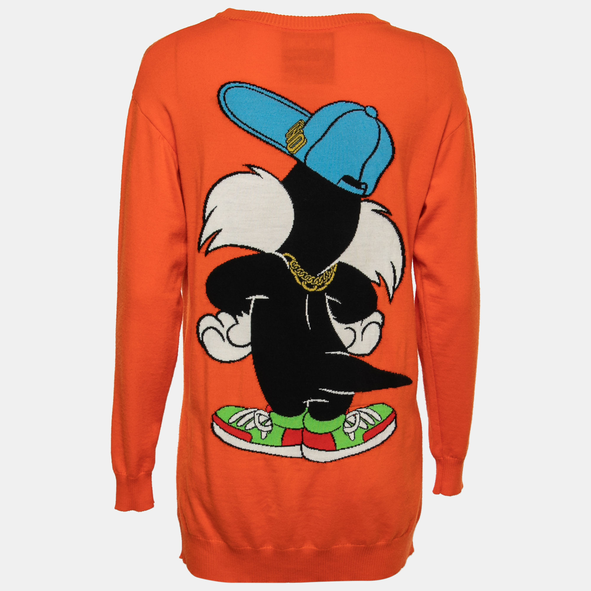 

Moschino Couture Orange Looney Tunes Print Wool Sweater