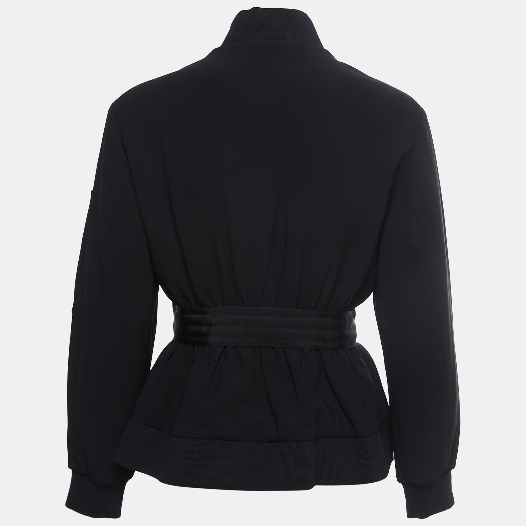 

Moschino Couture Black Knit Pin-Embellished Belted Zip-Up Jacket