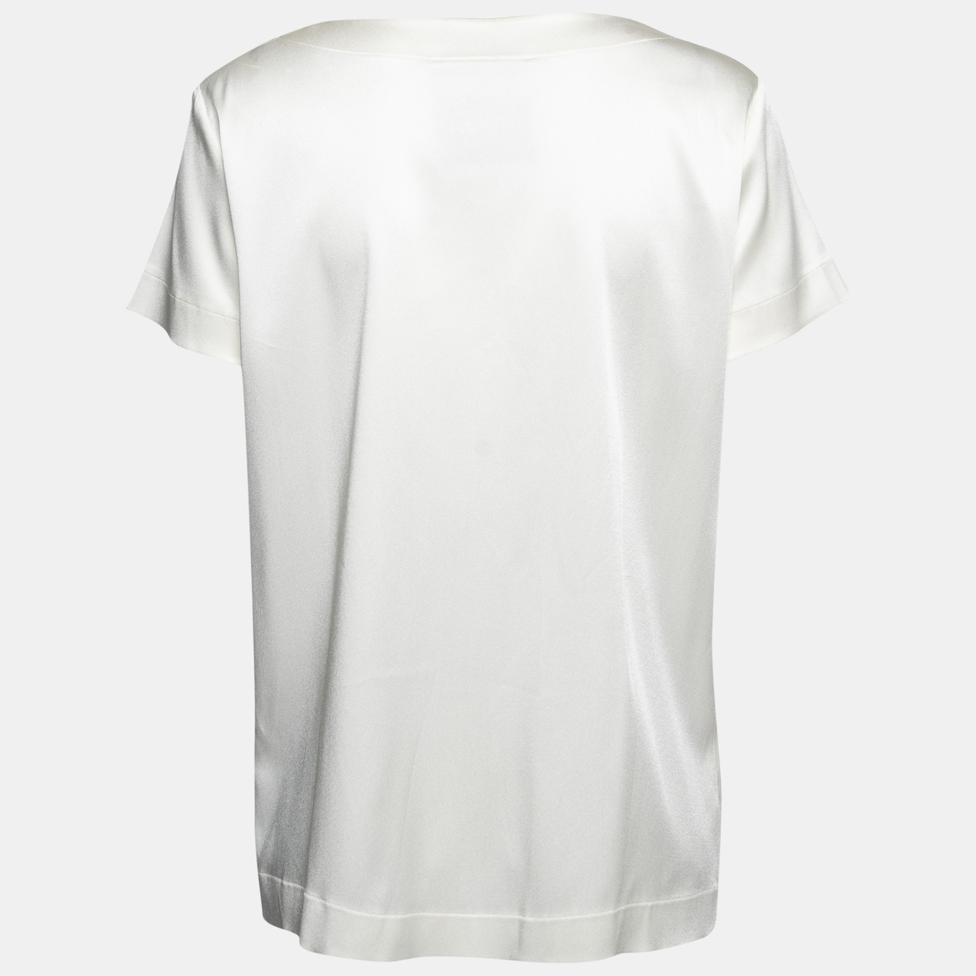 

Moschino Couture White Satin Camelia Print T-Shirt