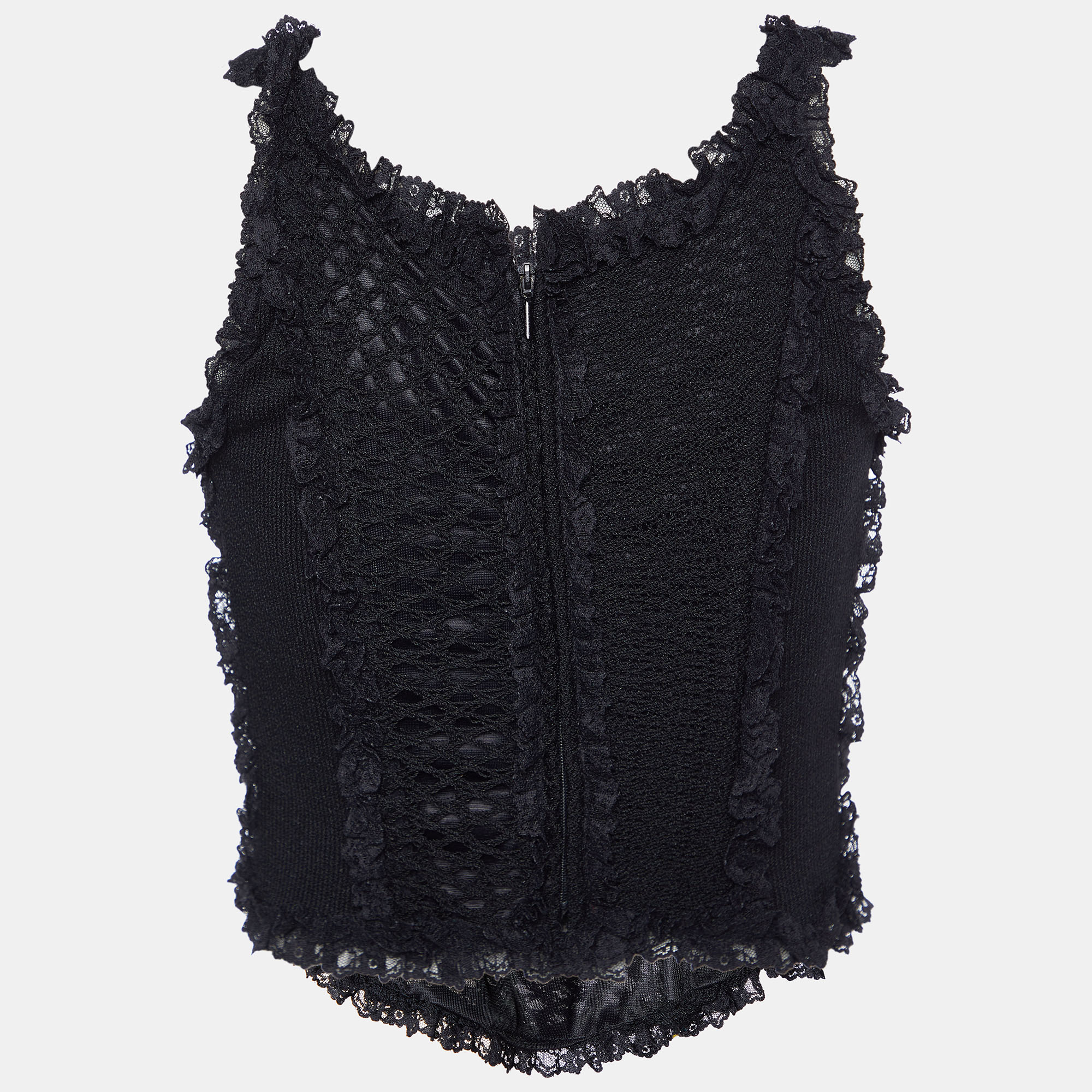 

Moschino Couture Vintage Black Crochet Corset Top