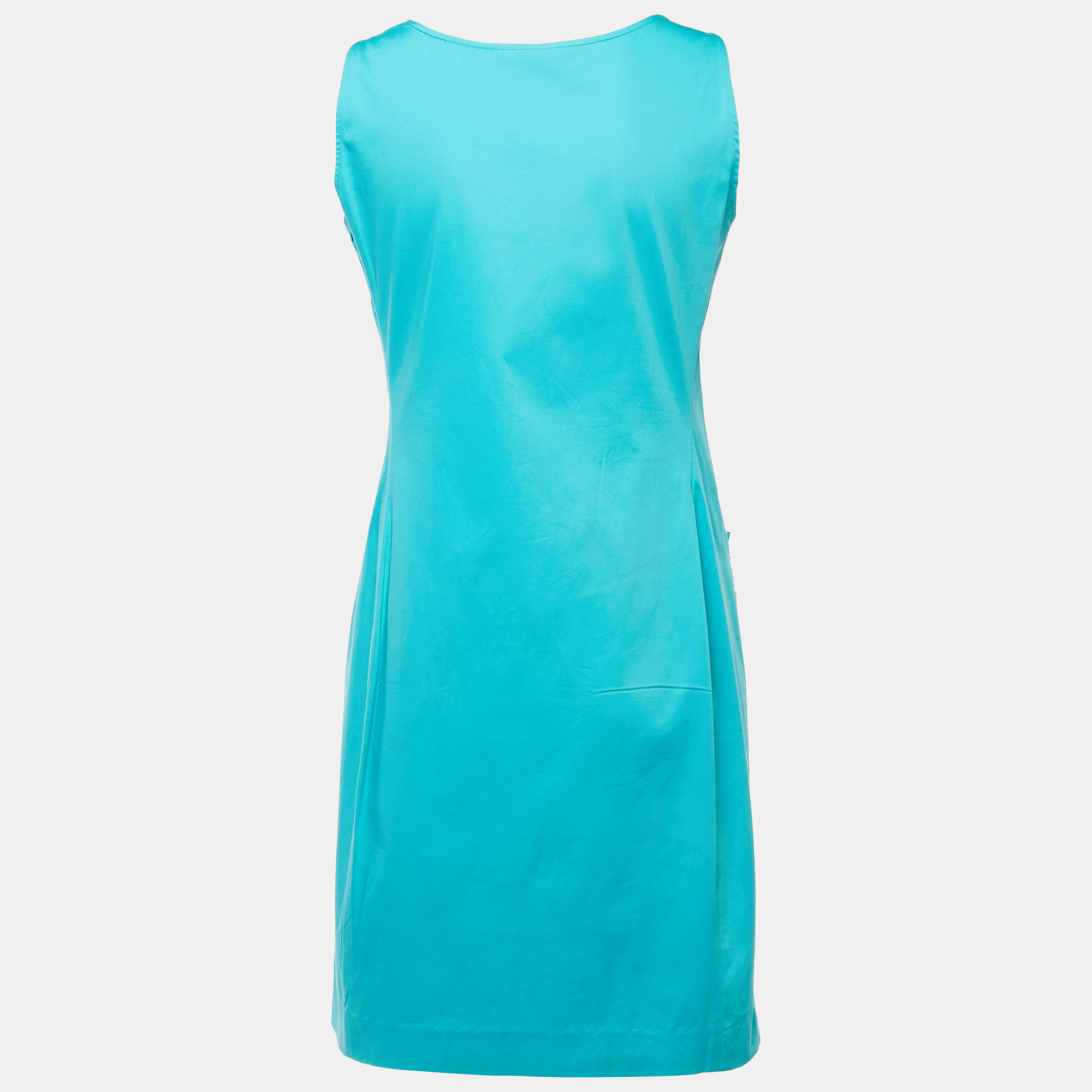 

Moschino Couture Blue Cotton Logo Chain Detailed Sleeveless Mini Dress
