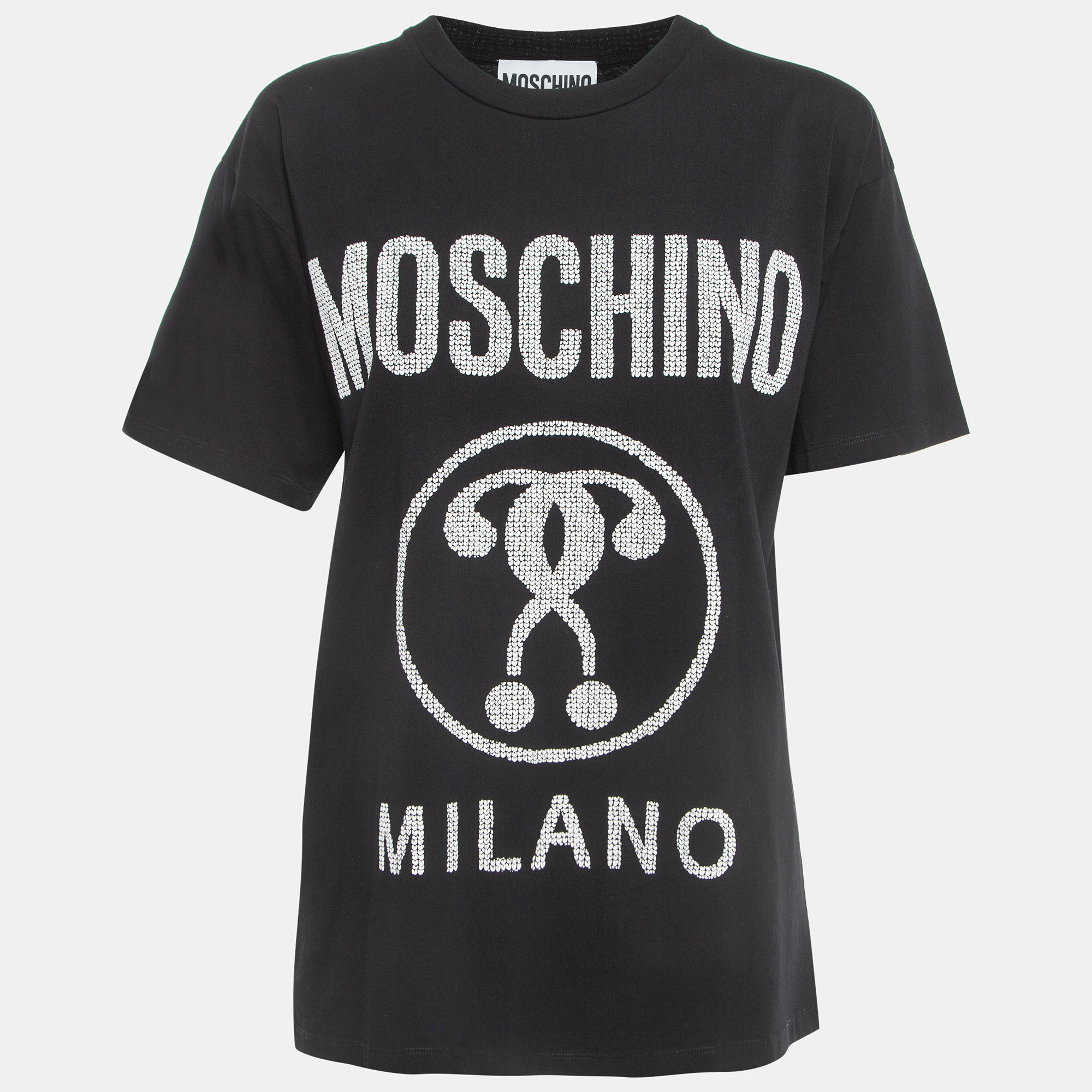 Pre-owned Moschino Couture Black Logo Print Cotton Half Sleeve T-shirt Xs