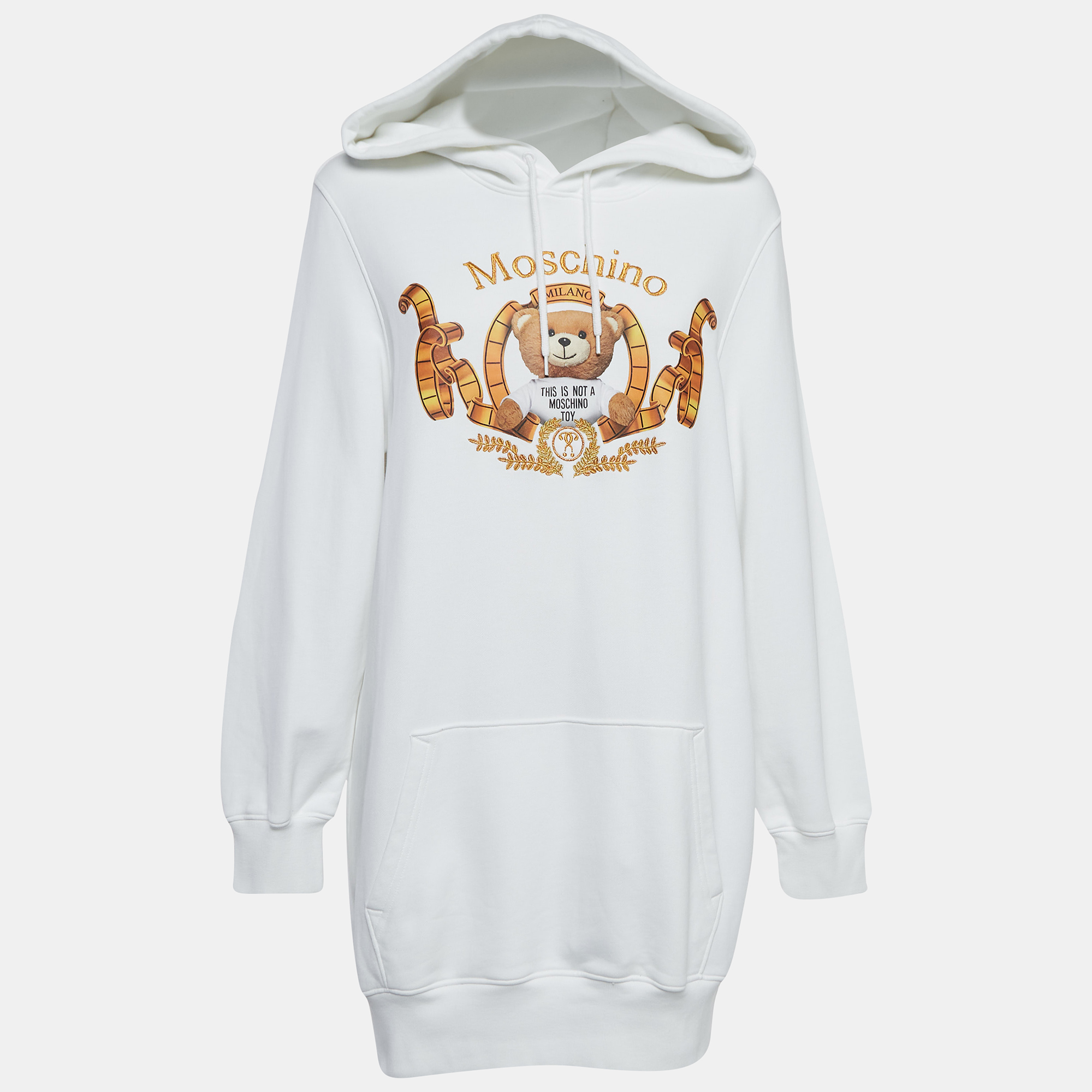 

Moschino Couture White Teddy Print Cotton Hoodie S